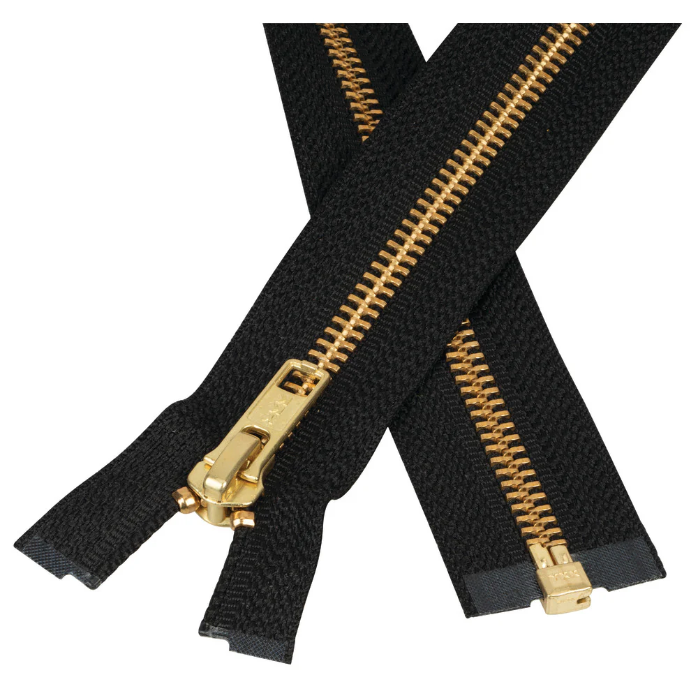 #5 Metal, Black, 24" YKK Separating Jacket Zipper with Brass Teeth, #6JK-24-BLK