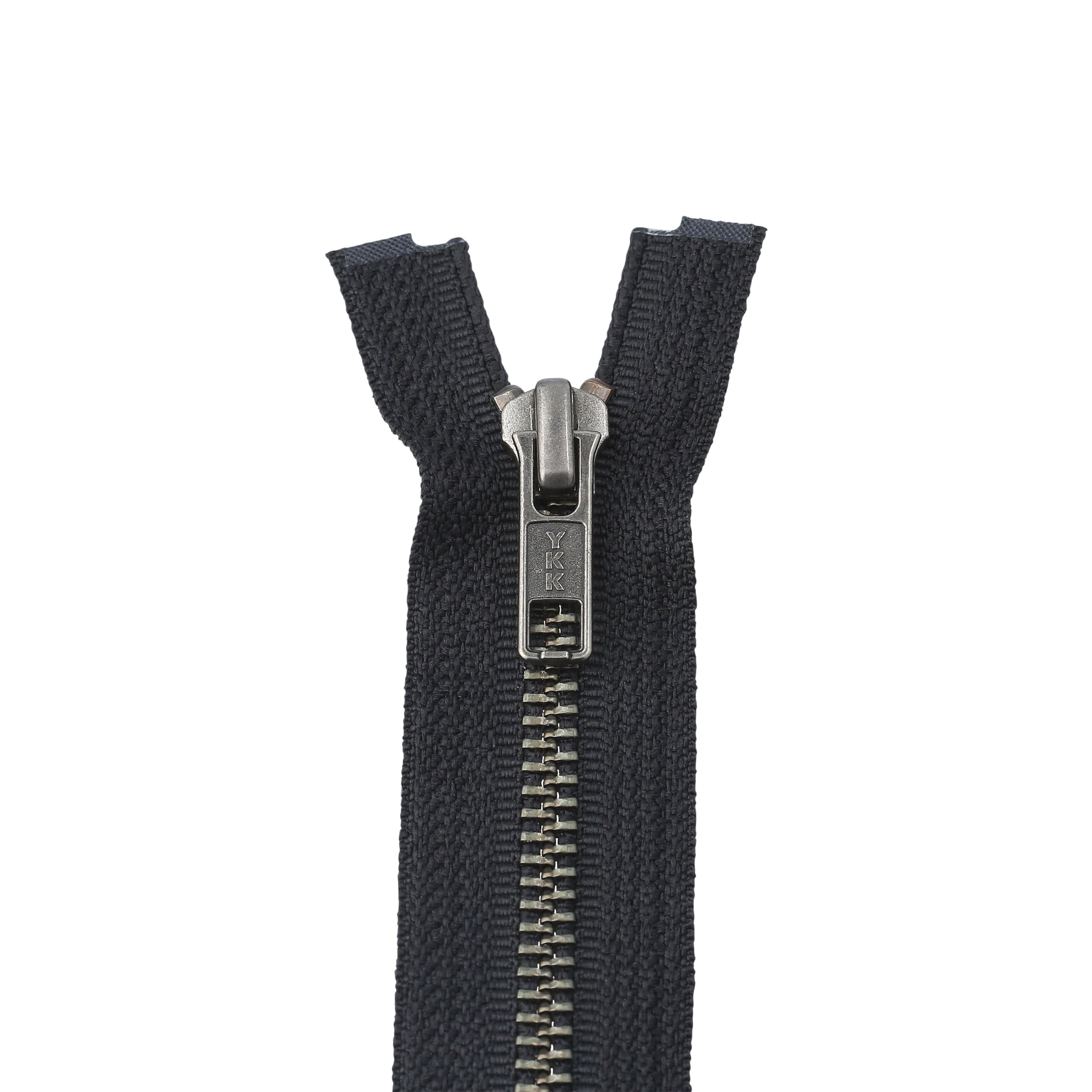 #5 Metal, Black, 30" YKK Separating Jacket Zipper with Antique Nickel Teeth, #6JK-30-BLK-ANTN