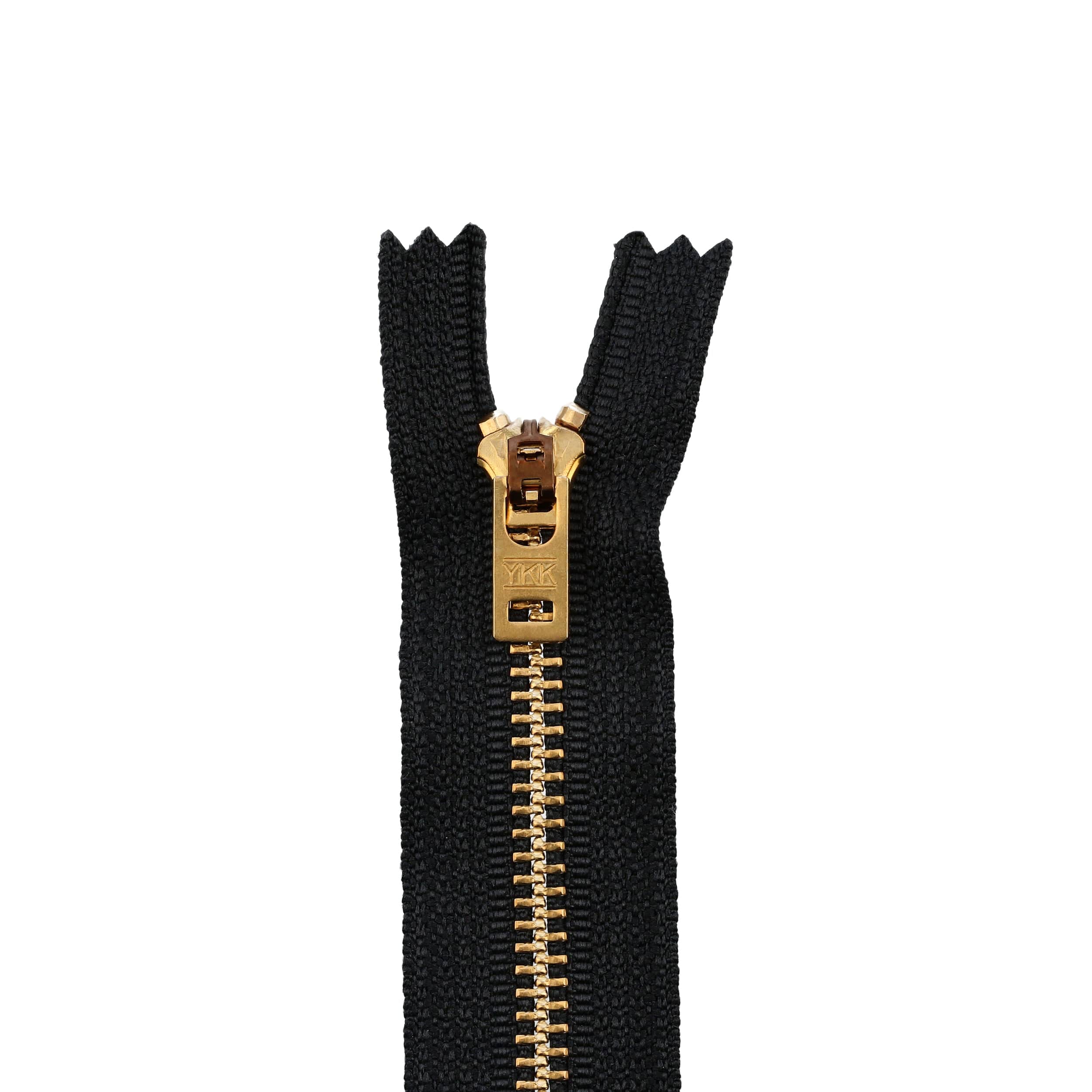 #5 Metal, Black, 7" YKK Closed End Jean Zipper with Brass Teeth, #590-7-BLK