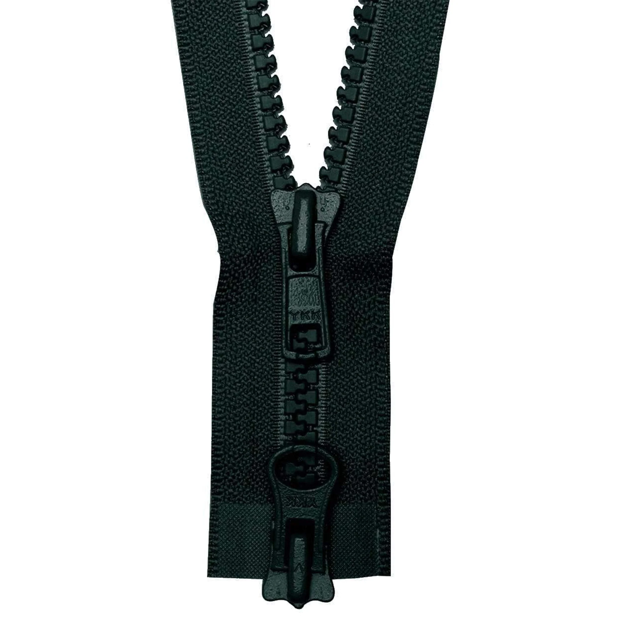 #5 Vislon, Black, 36" YKK Separating Two-Way Jacket Zipper, Plastic, #5VTW-36-BLK