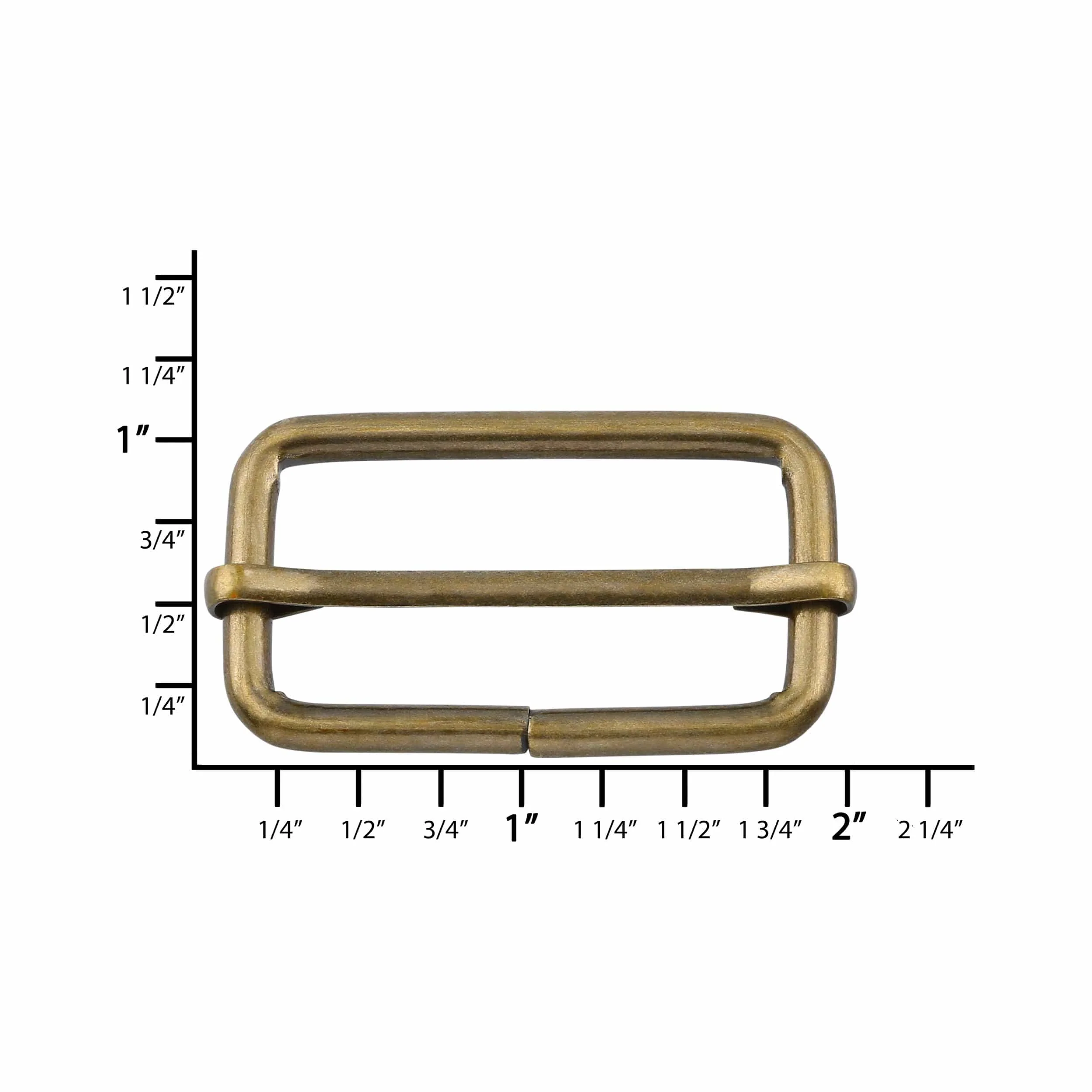 1 1/2" Antique Brass, Adjustable Strap Slide, Steel, #C-1662-ANTB