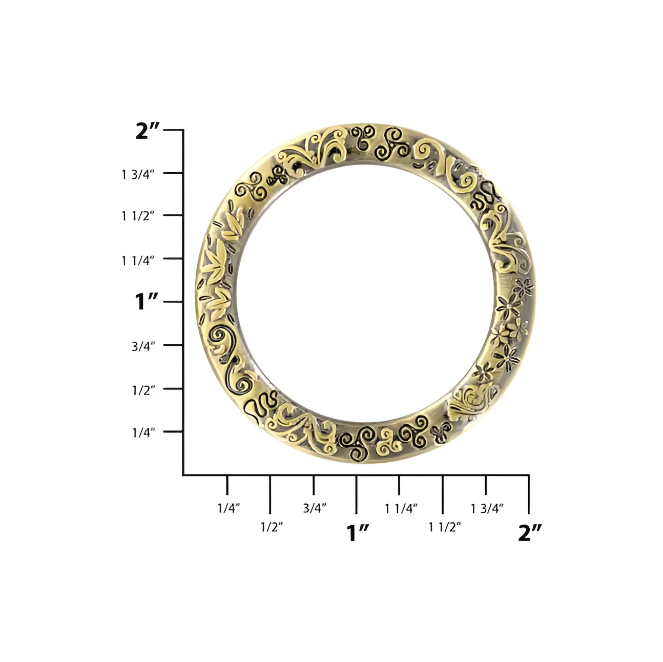 1 1/2" Antique Brass, Cast Flat Round Ring, Zinc Alloy, #P-2761-ANTB