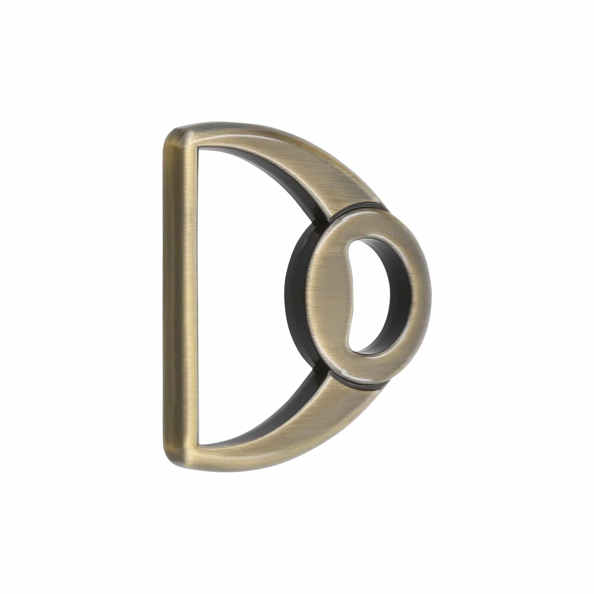 1 1/2" Antique Brass, Double Loop D-Ring, Zinc Alloy, #P-3038-ANTB