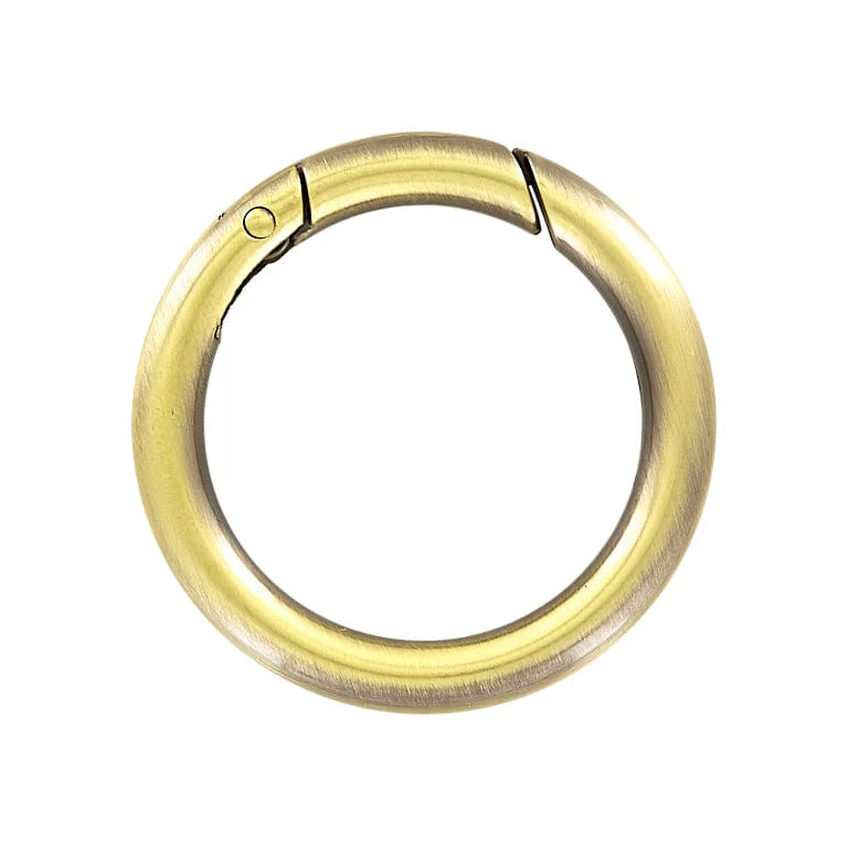 1 1/2" Antique Brass, Spring Gate Round Ring, Zinc Alloy, #P-2526-ANTB