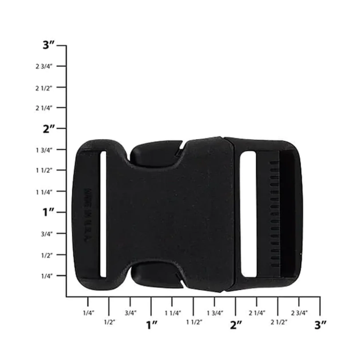 1 1/2" Black, Adjustable Side Side Squeeze Buckle, Plastic, #SS-1-1-2