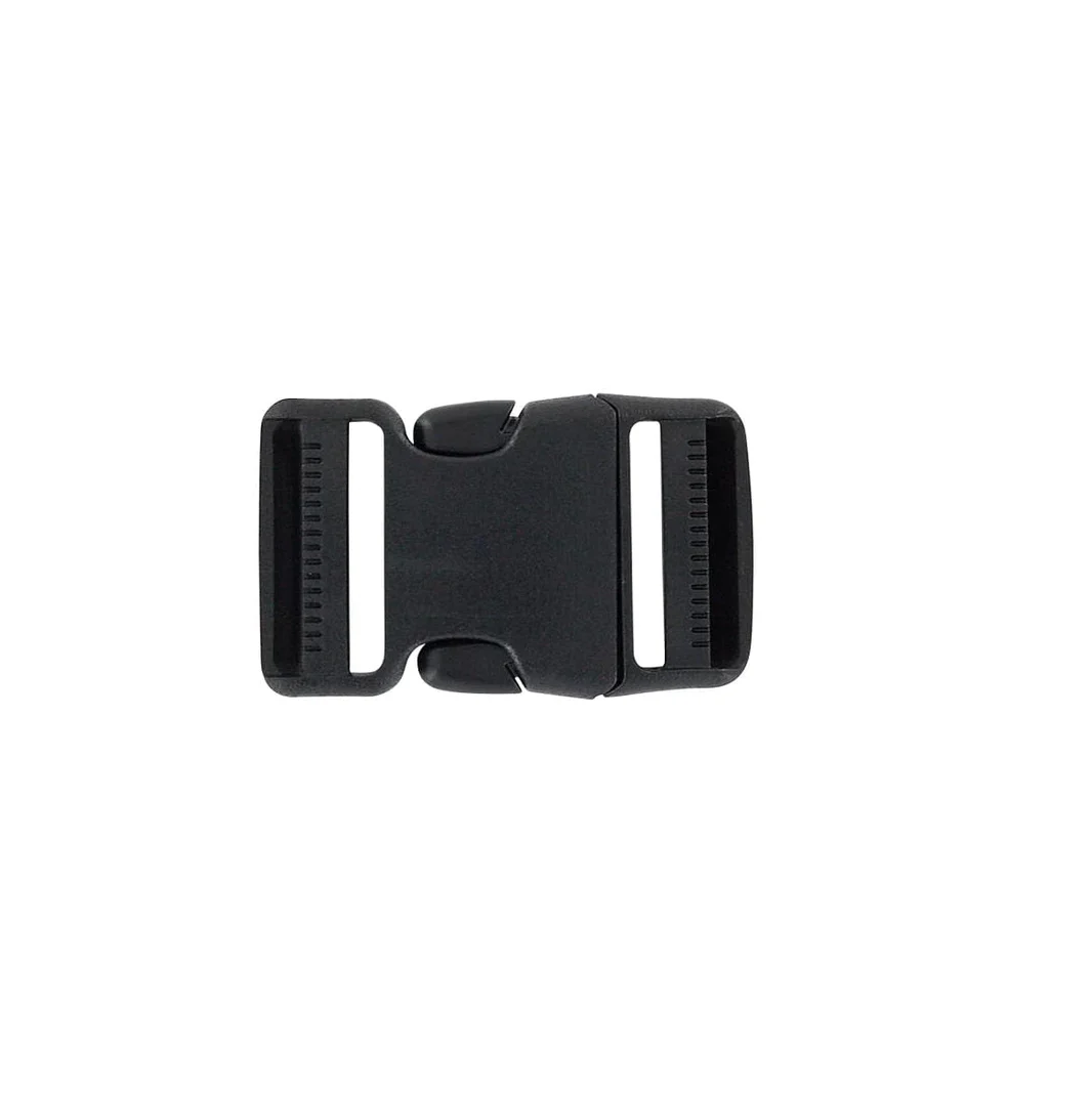 1 1/2" Black, Dual Adjustable Side Squeeze Buckle, Plastic, #C-1683