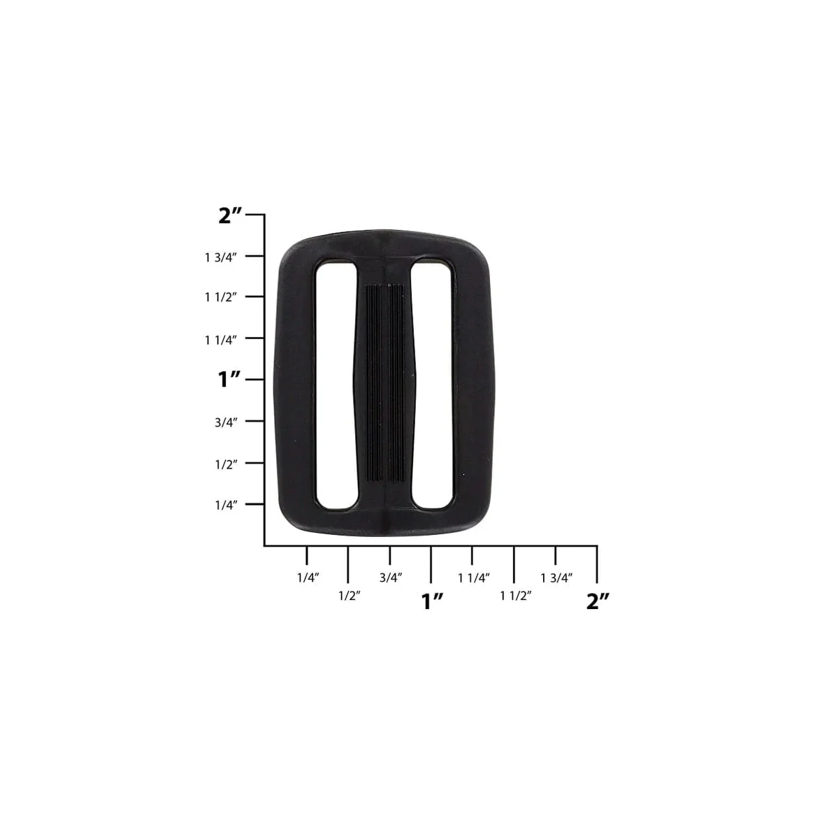 1 1/2" Black, Sliplock Tri-Glide Slide Buckle, Plastic, #SL-1-1-2