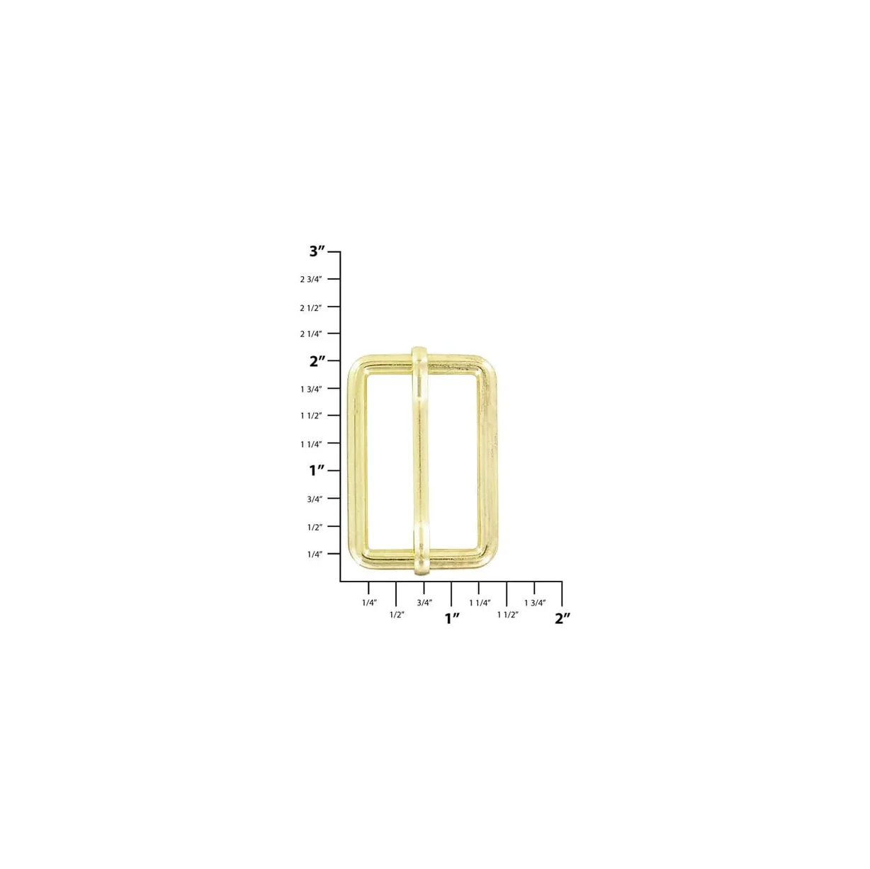 1 1/2" Brass, Cast Adjustable Strap Slide, Zinc Alloy, #C-2111-BRS