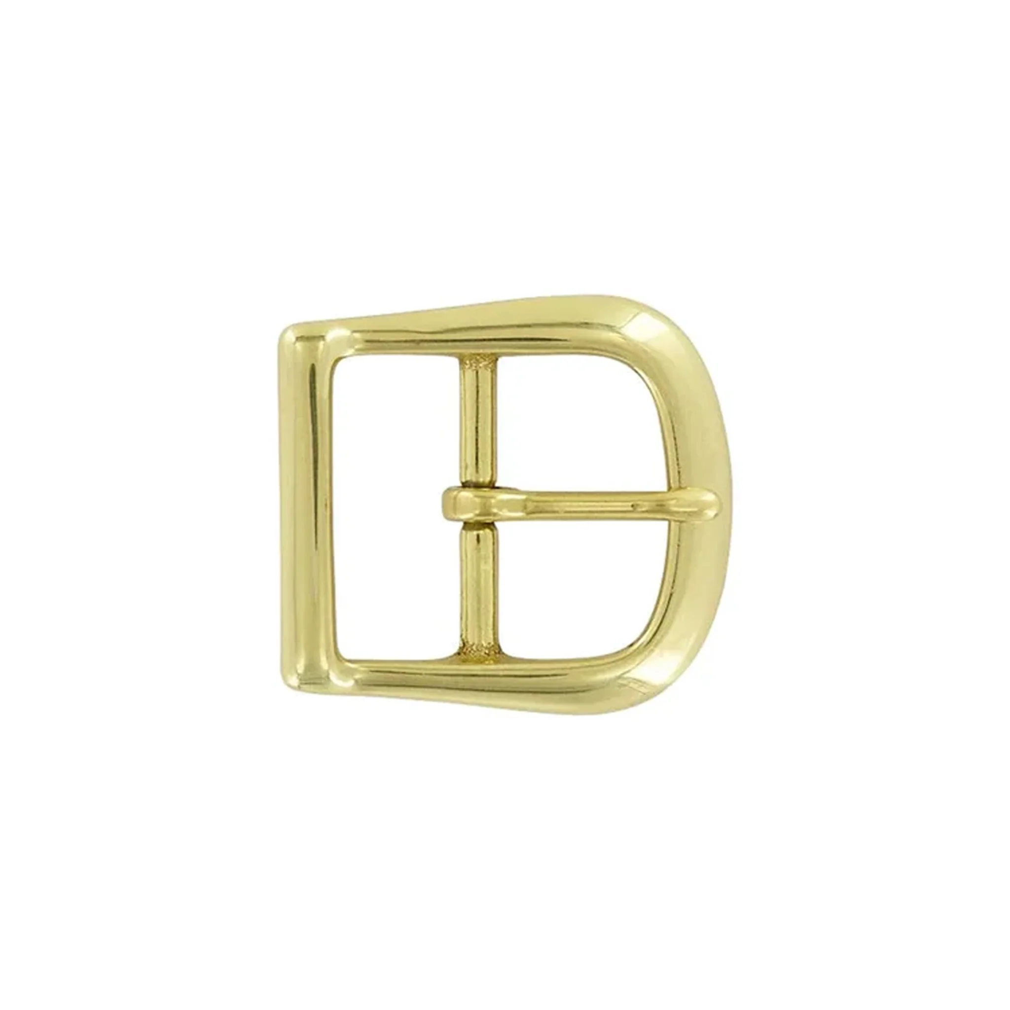 1 1/2" Brass, D Shaped Center Bar Buckle, Solid Brass, #C-1344