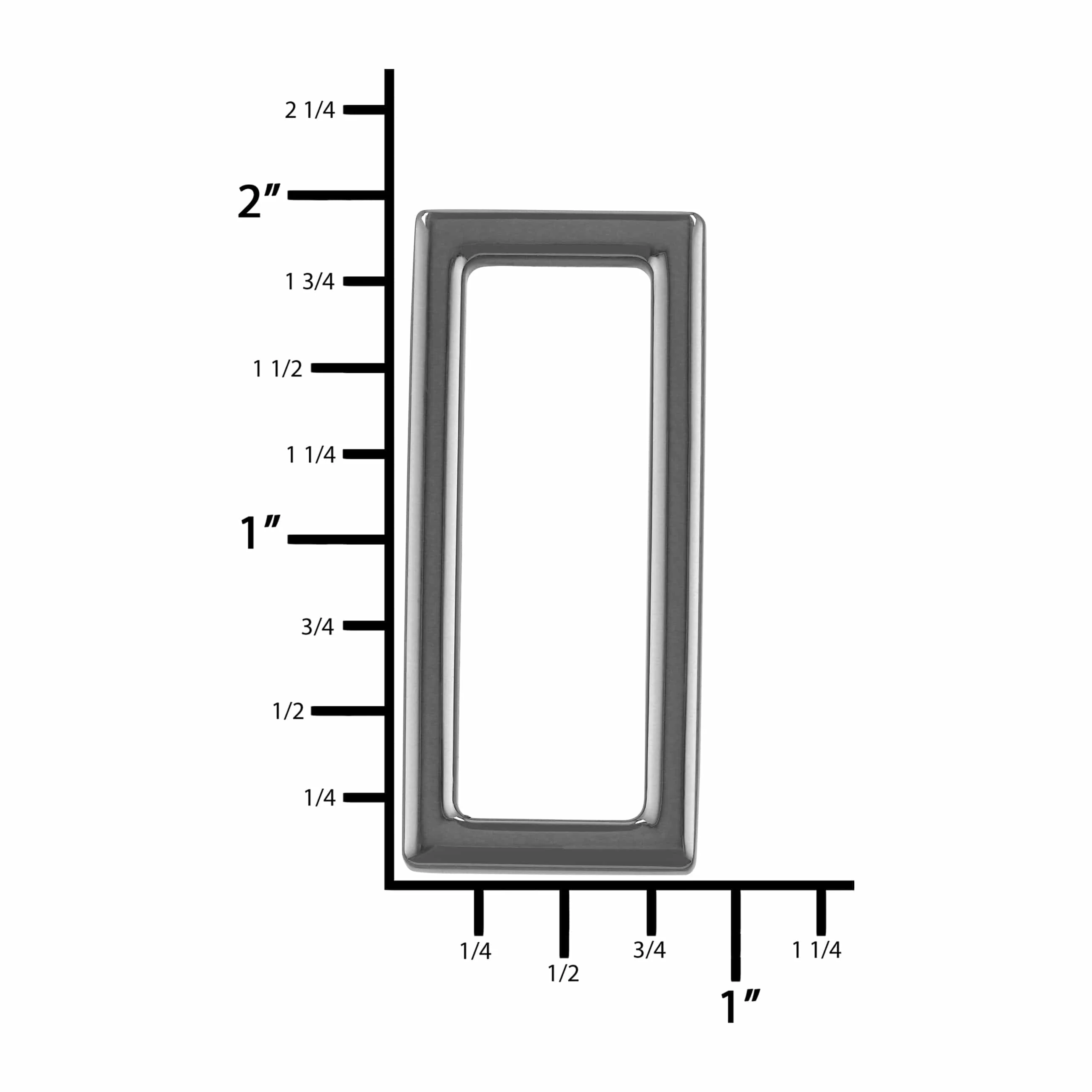 1 1/2" Gunmetal, Rectangular Ring, Zinc Alloy, #P-3114-GUNM