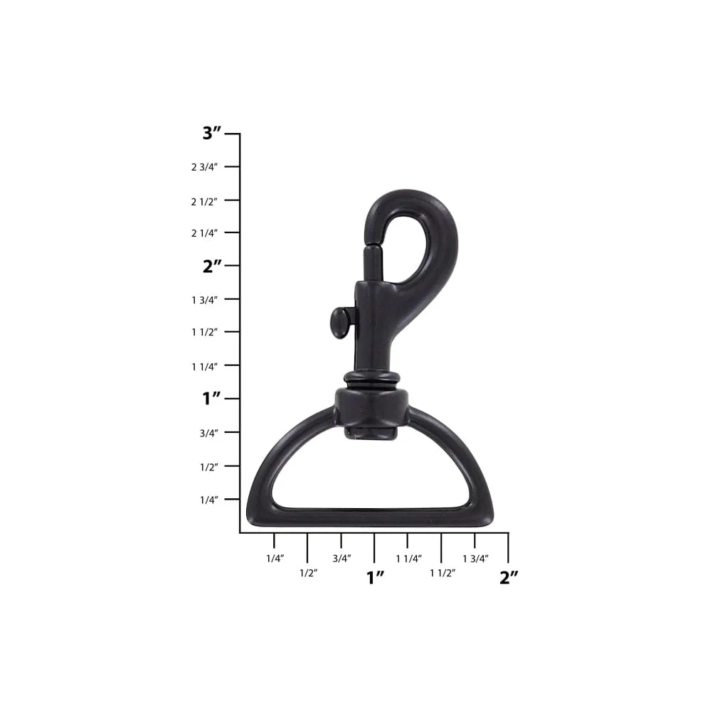 1 1/2" Matte Black, Bolt Swivel Snap Hook, Zinc Alloy, #P-1753-BLK