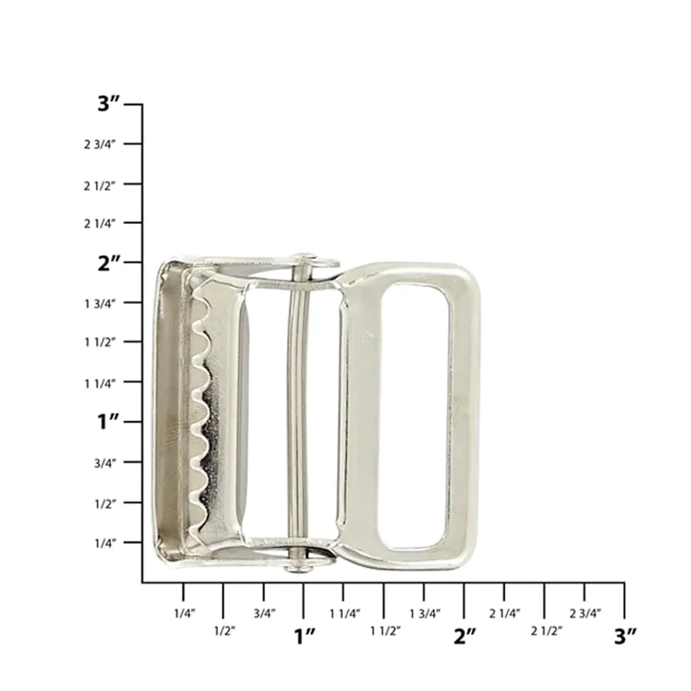 1 1/2" Nickel, Cinch Lock Webbing Buckle, Steel, #C-60-1-1-2