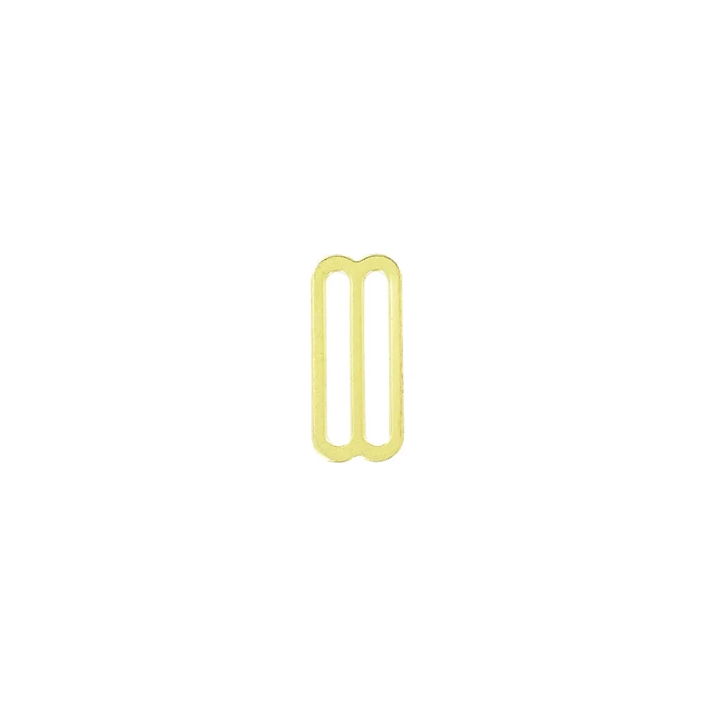 1 1/2" Shiny Brass, Flat Stamped Double Loop, Tri Bar Slide, Steel, #C-24-1-1-2-B