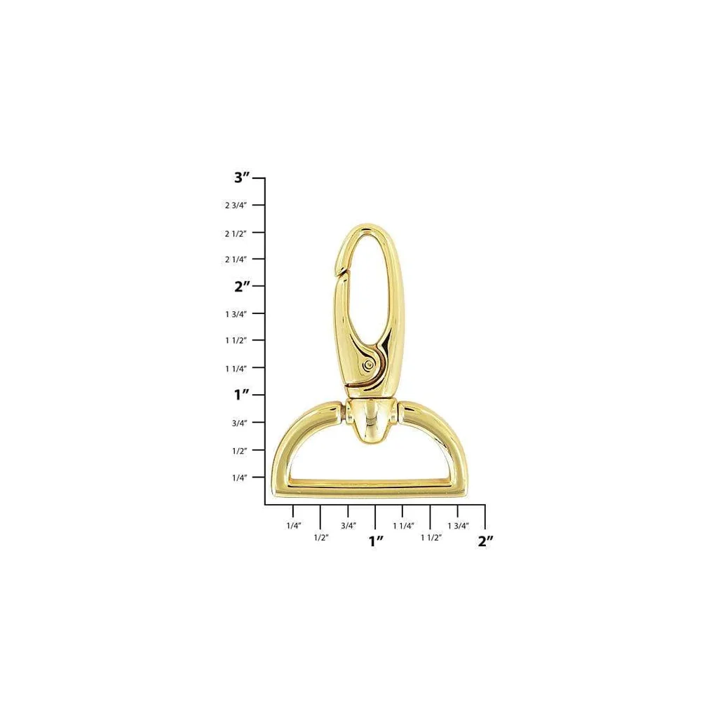 1 1/2" Shiny Gold, Lever Swivel Snap Hook, Zinc Alloy, #P-2666-GOLD