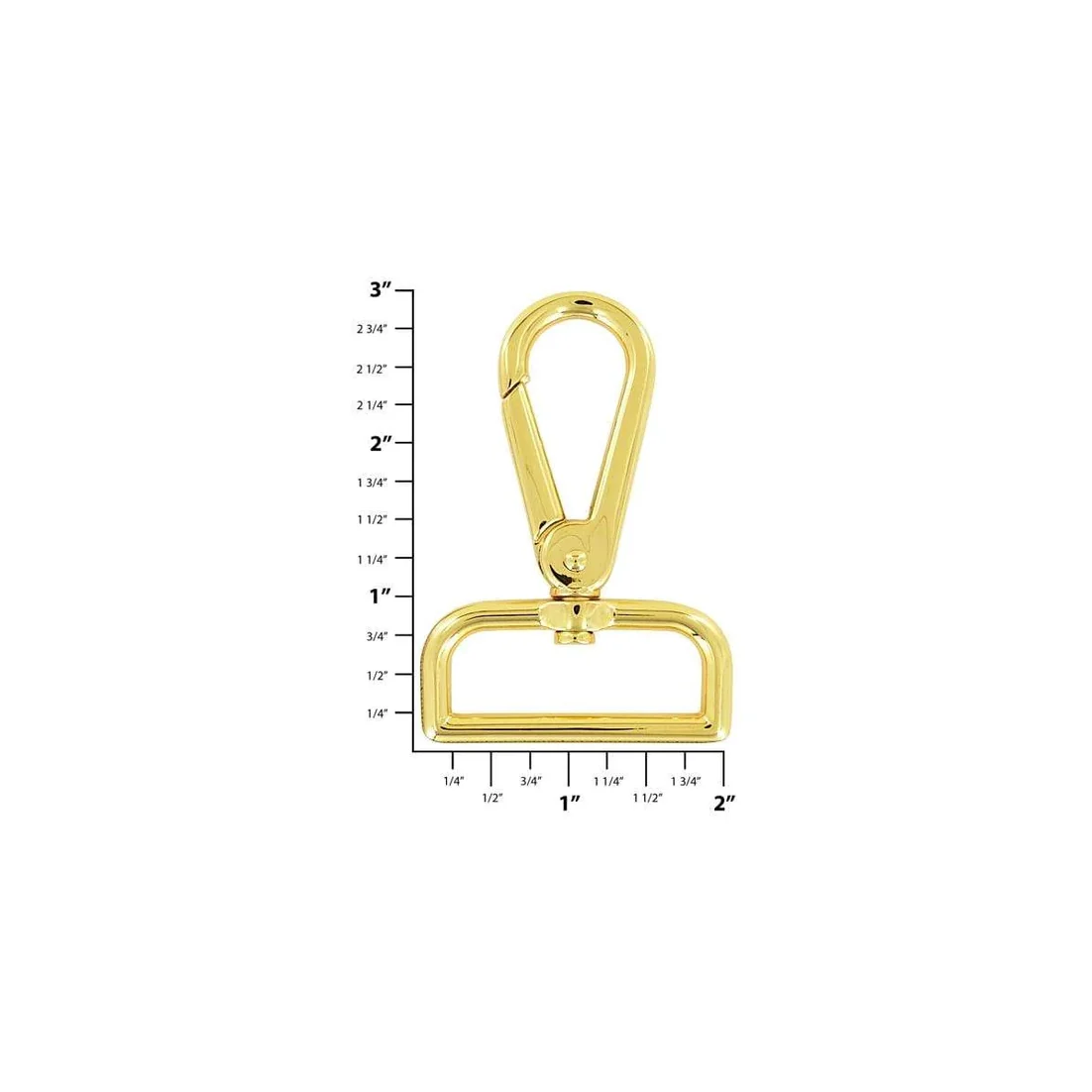 1 1/2" Shiny Gold, Lever Swivel Snap Hook, Zinc Alloy-PK4, #P-2831-GOLD
