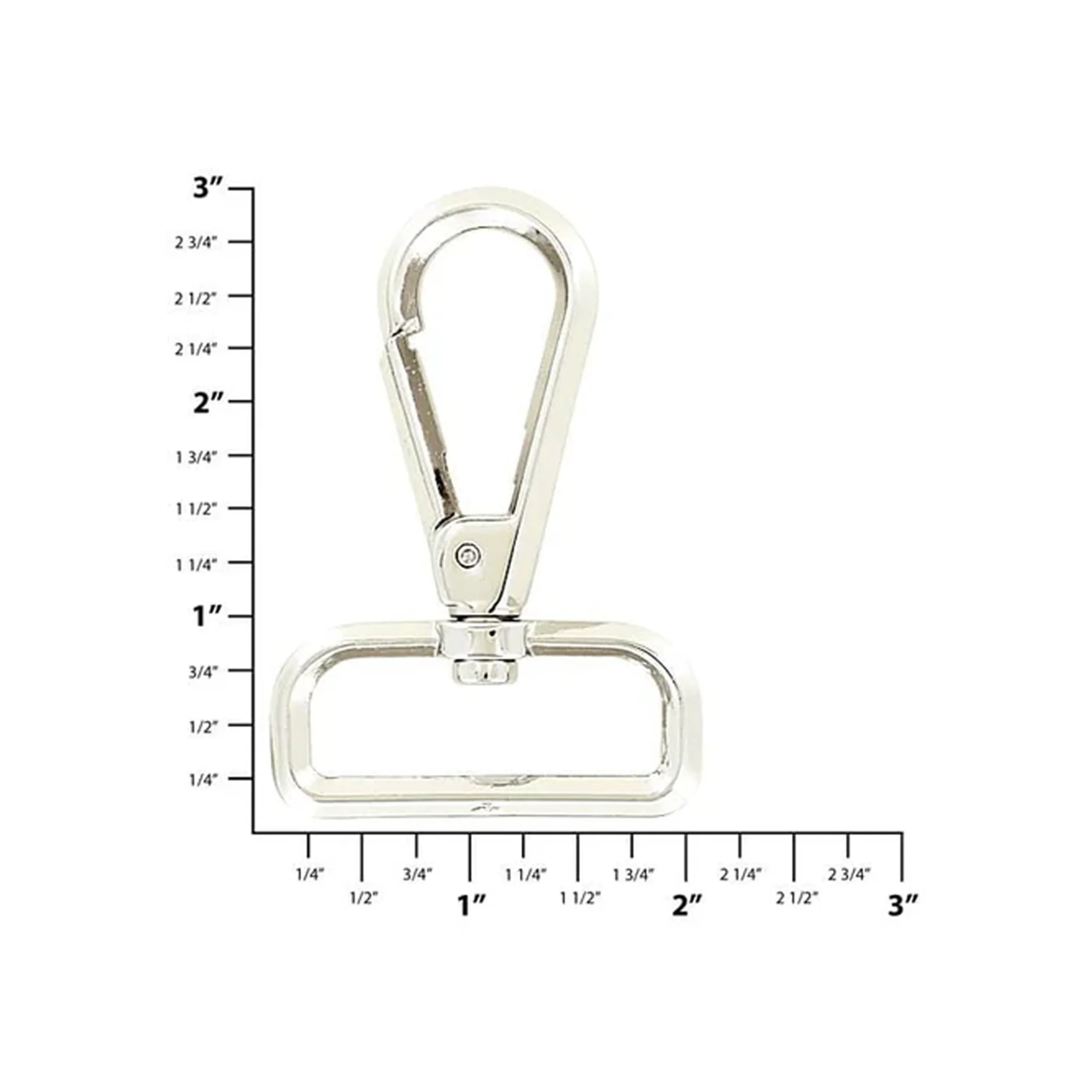 1 1/2" Shiny Nickel, Lever Swivel Snap Hook Beveled, Zinc Alloy, #P-2892-NIC