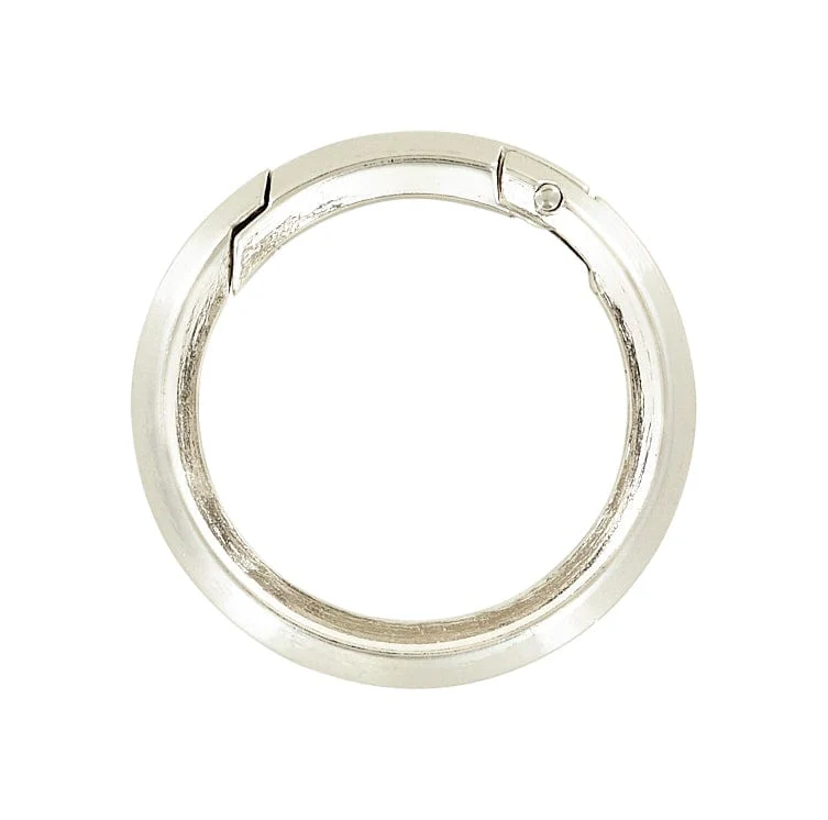 1 1/2" Shiny Nickel, Beveled Round Ring with Spring Gate, Zinc Alloy, #P-2883-NIC