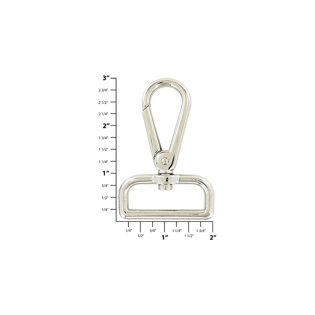 1 1/2" Shiny Nickel, Lever Swivel Snap Hook, Zinc Alloy-PK4, #P-2831-NIC