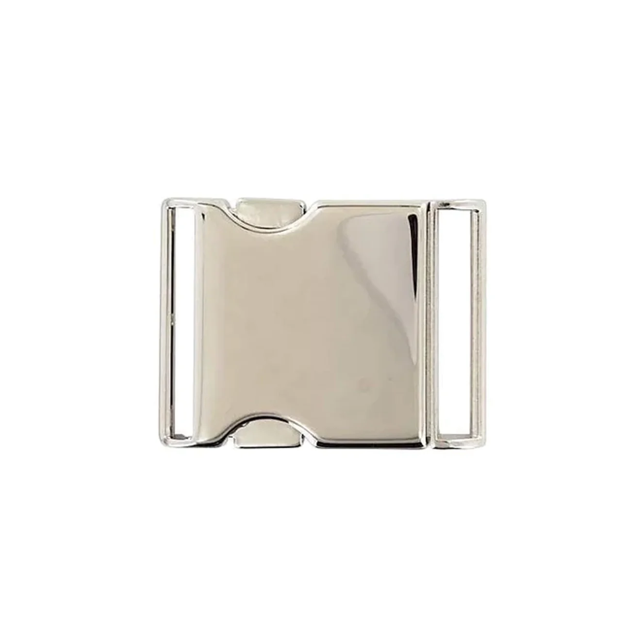 1 1/2" Shiny Nickel, Side Squeeze Buckle, Steel, #C-1908