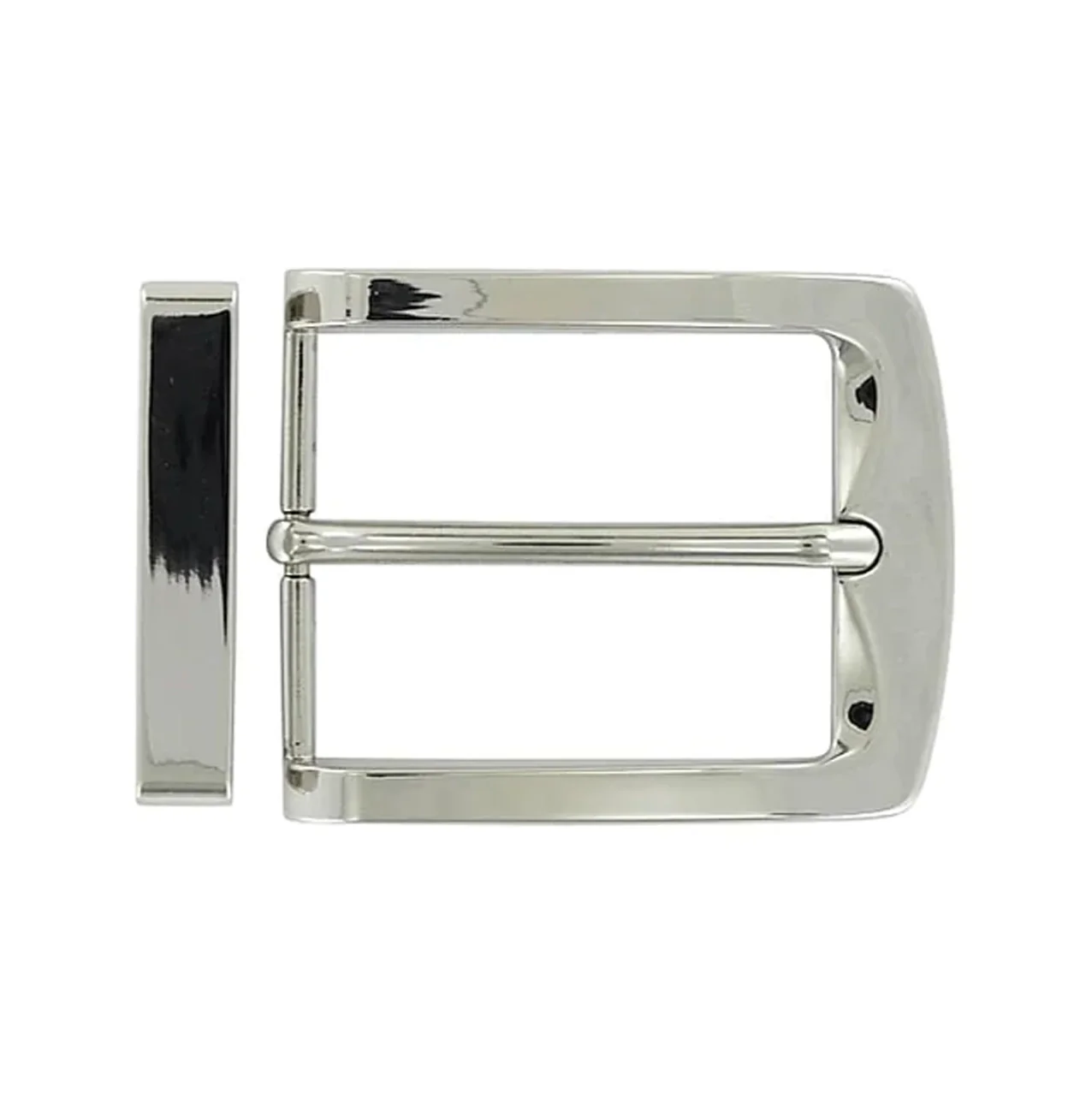 1 1/2" Shiny Nickel, Slim Modern Buckle Set, Zinc Alloy, #C-2095-NIC