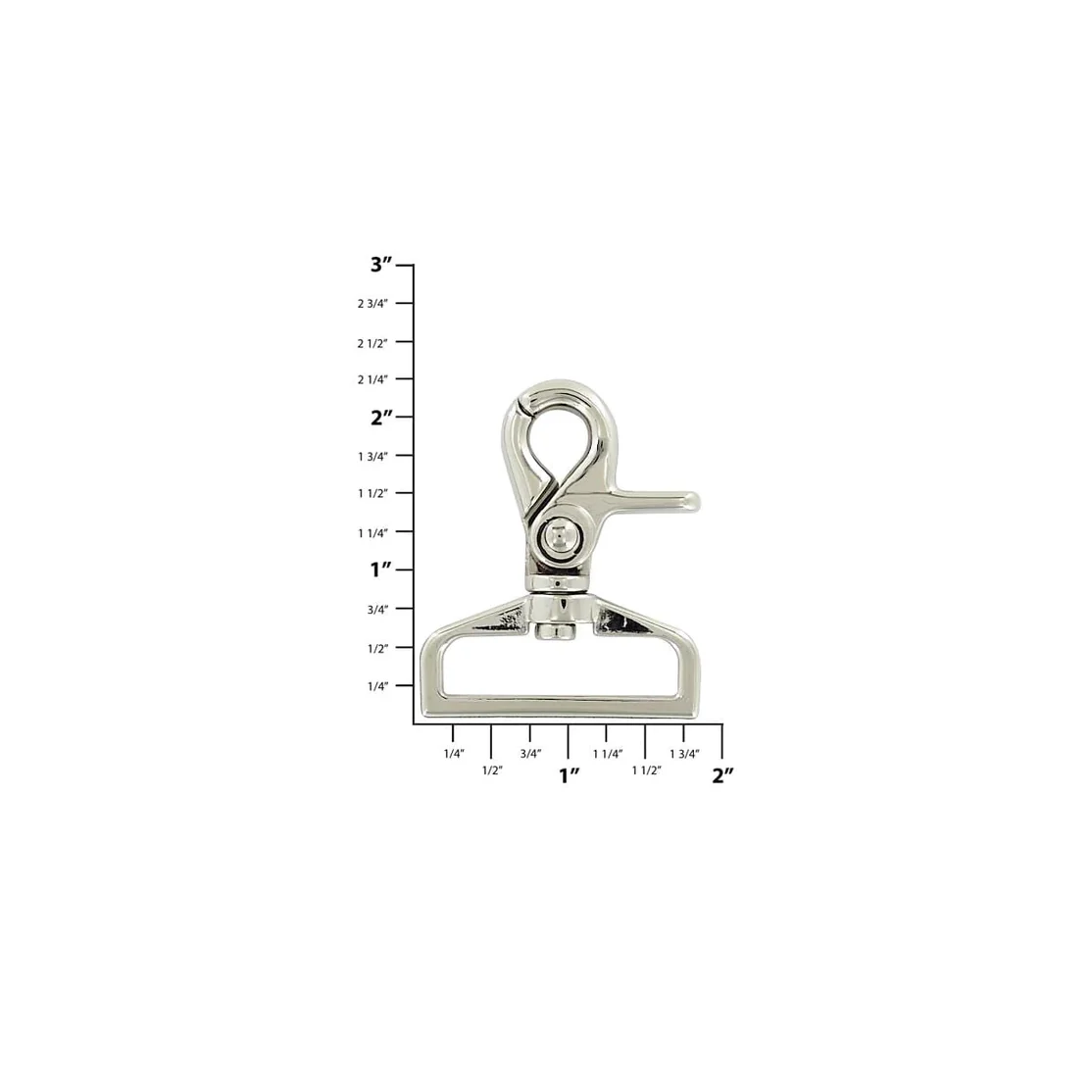 1 1/2" Shiny Nickel, Swivel Snap Hook, Zinc Alloy, #P-3138-NIC