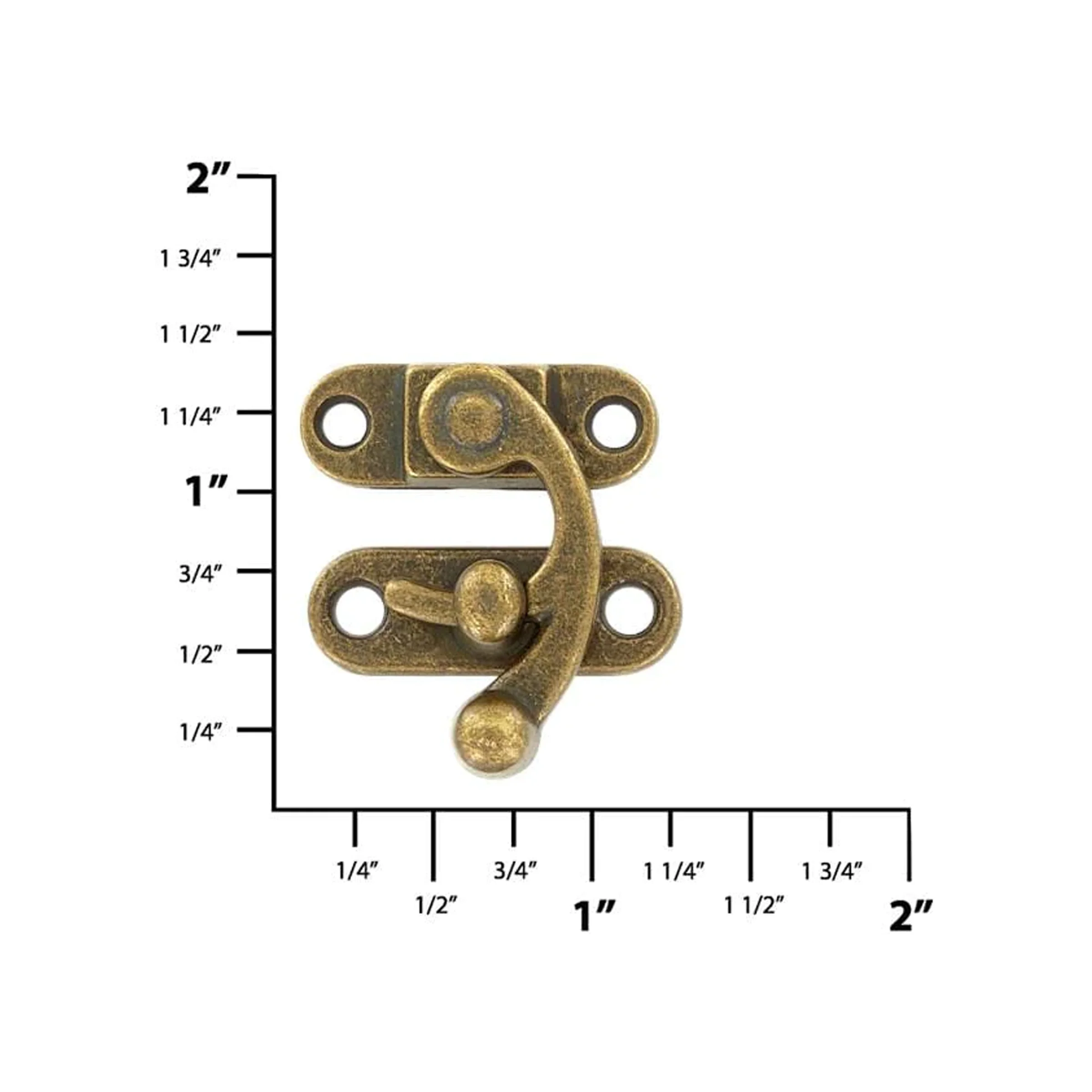 1 1/4" Antique Brass, Swing Lock Clasp, Zinc Alloy, #P-2433-ANTB