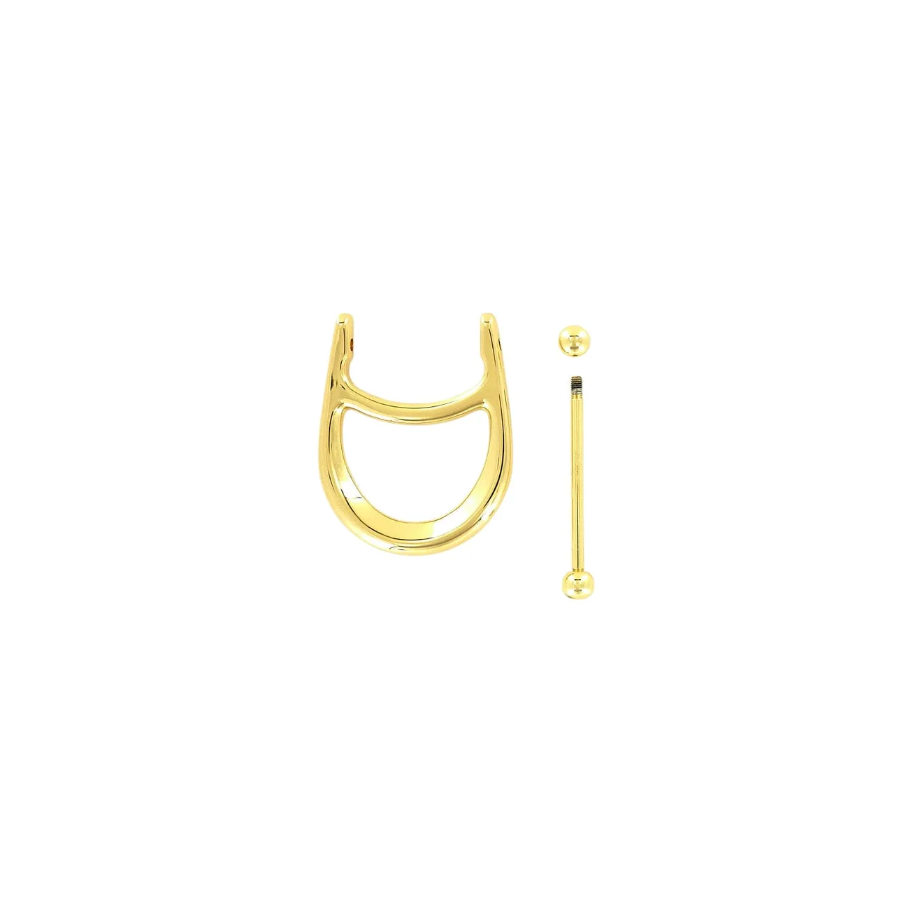 1 1/4" Shiny Gold, Horseshoe D Ring with Screw-In Pin, Zinc Alloy, #C-2102-GOLD