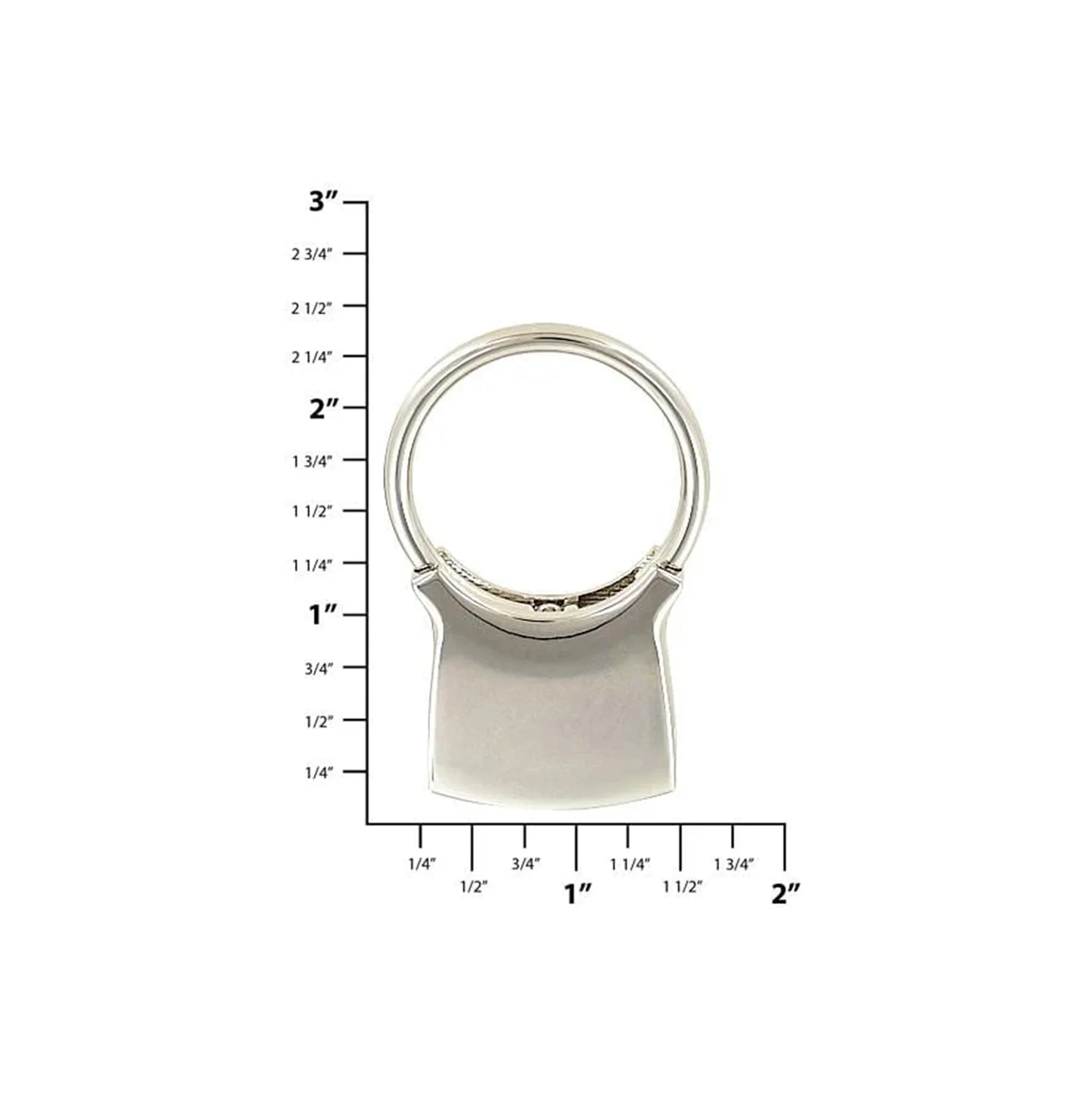 1 1/4" Shiny Nickel, Cast Key Fob Ring, Zinc Alloy, #P-3014