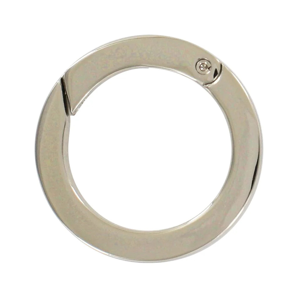 1 1/4" Shiny Nickel, Spring Gate Round Ring, Zinc Alloy, #P-2768-NIC