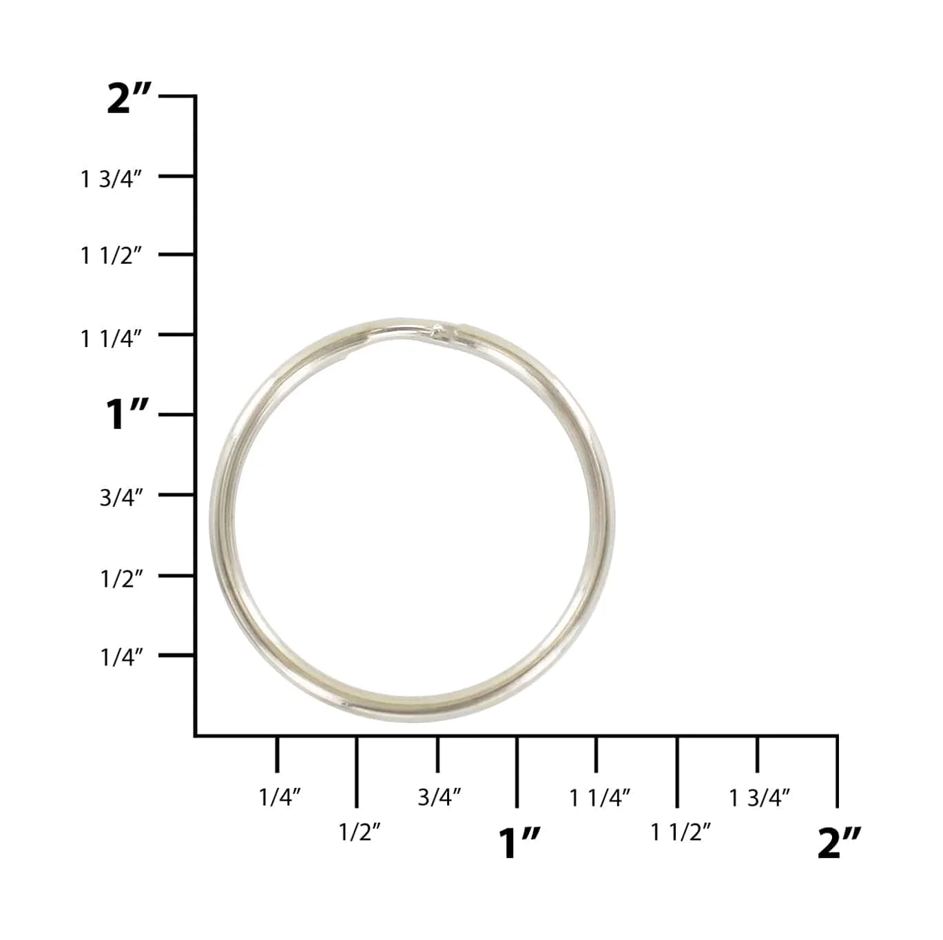 1 1/8" Nickel, Split Key Ring, Steel, #L-199-1-1-8N