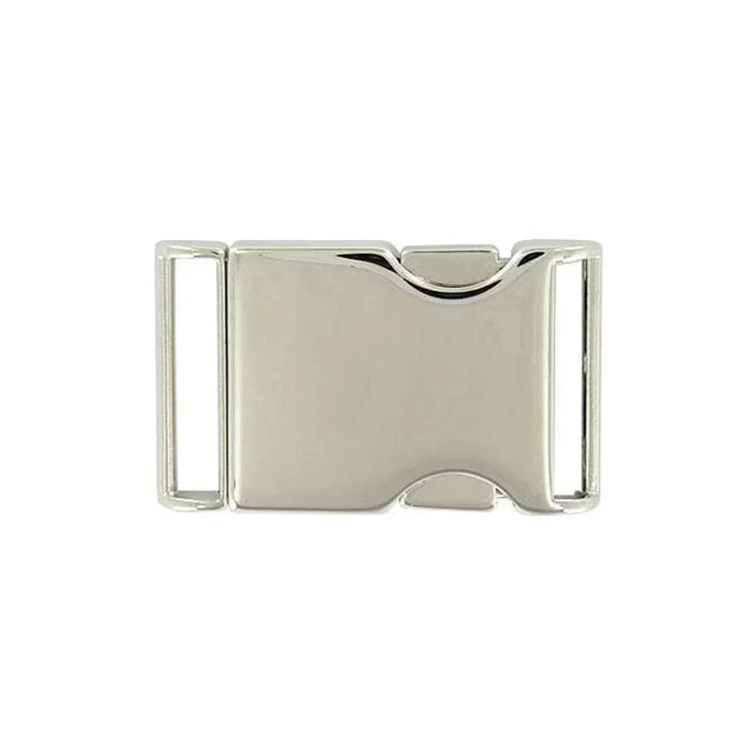 1 1/8" Shiny Nickel, Side Squeeze Buckle, Aluminum, #C-1909