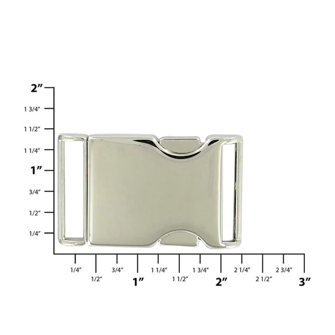 1 1/8" Shiny Nickel, Side Squeeze Buckle, Aluminum, #C-1909