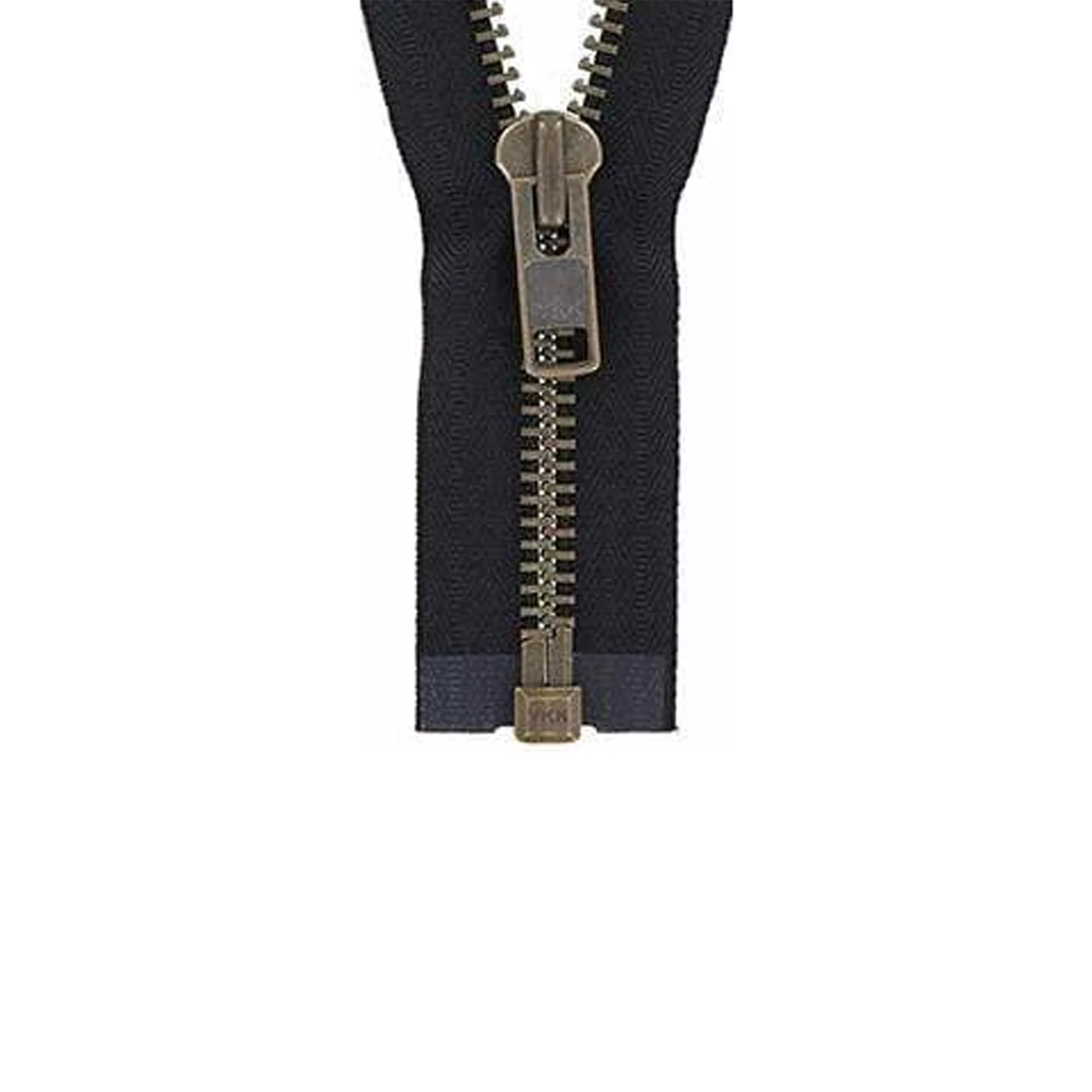 #10 Metal, Black, 30" Separating Bomber Jacket Zipper with Antique Brass Teeth, #9BJ-30-BLK-ANT
