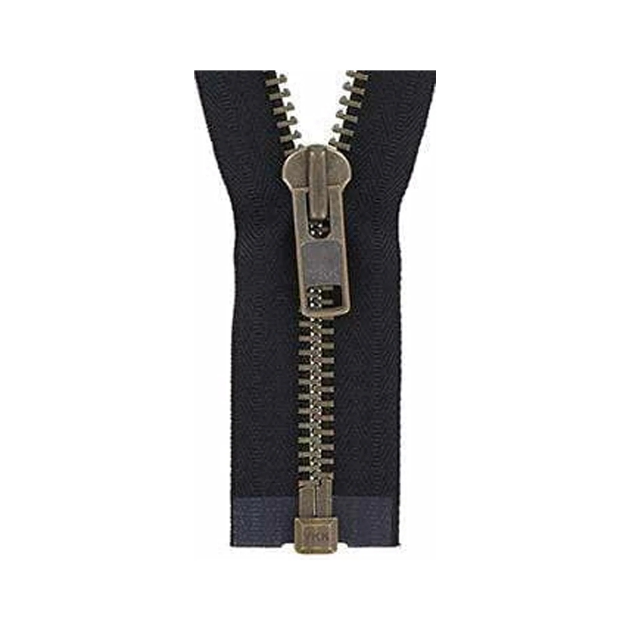 #10 Metal, Black, 36" Separating Bomber Jacket Zipper with Antique Brass Teeth, #9BJ-36-BLK-ANT