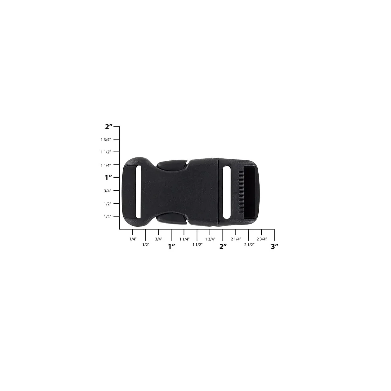 1" Black, Adjustable Side Squeeze Buckle, Plastic, #SS-1