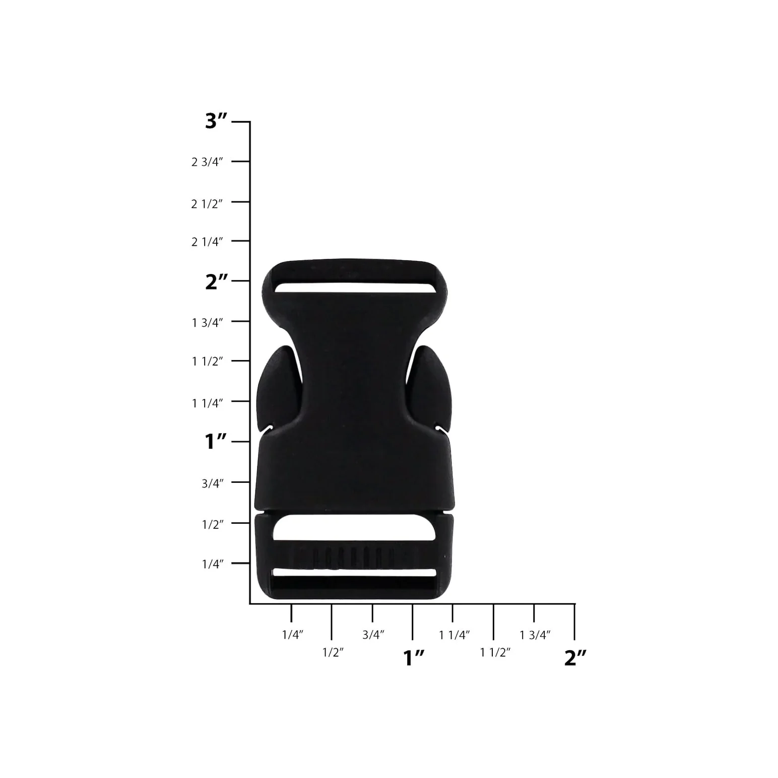 1" Black, Side Squeeze Buckle, Plastic, #C-1735