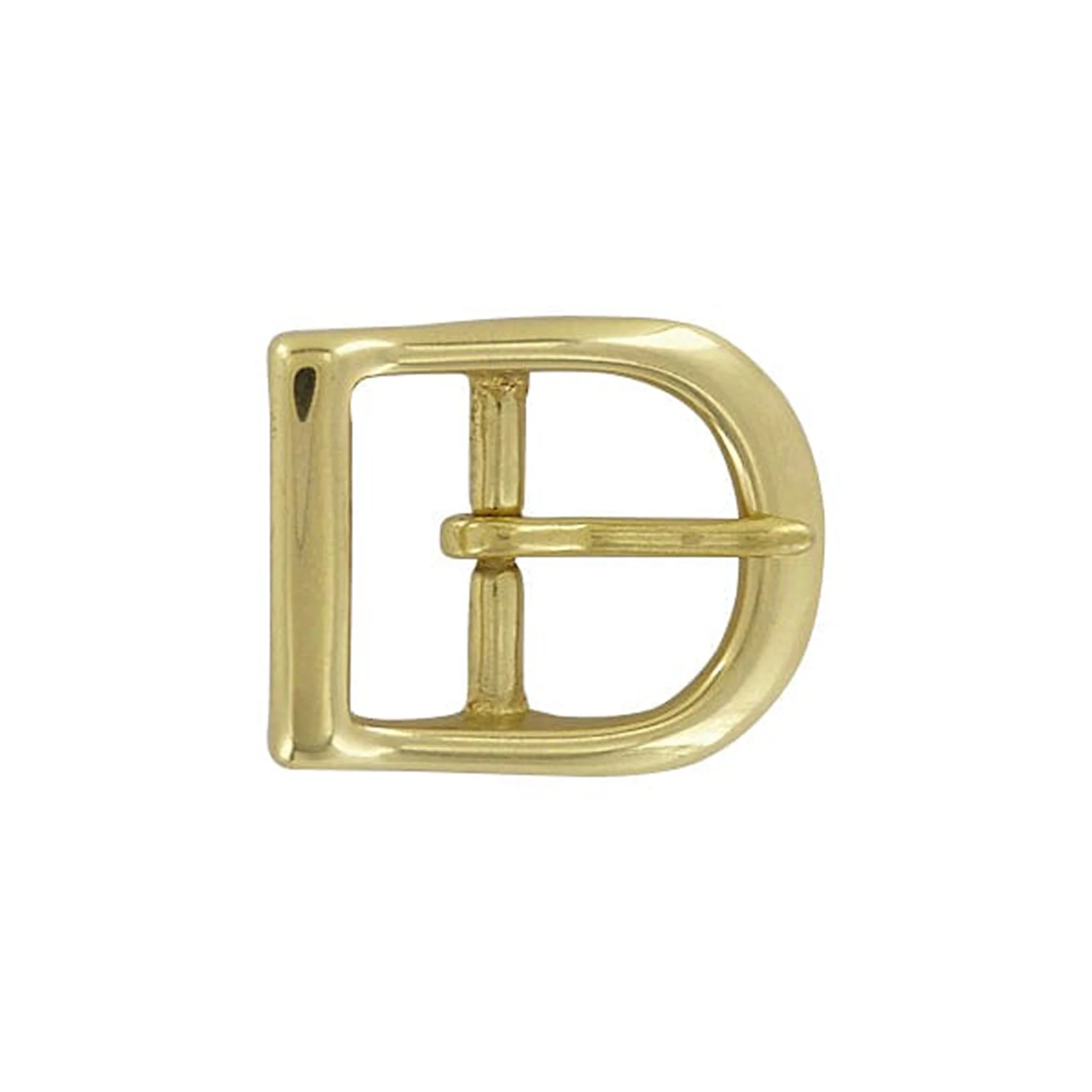 1" Brass, D Shaped Center Bar Buckle, Solid Brass, #C-1414-SB