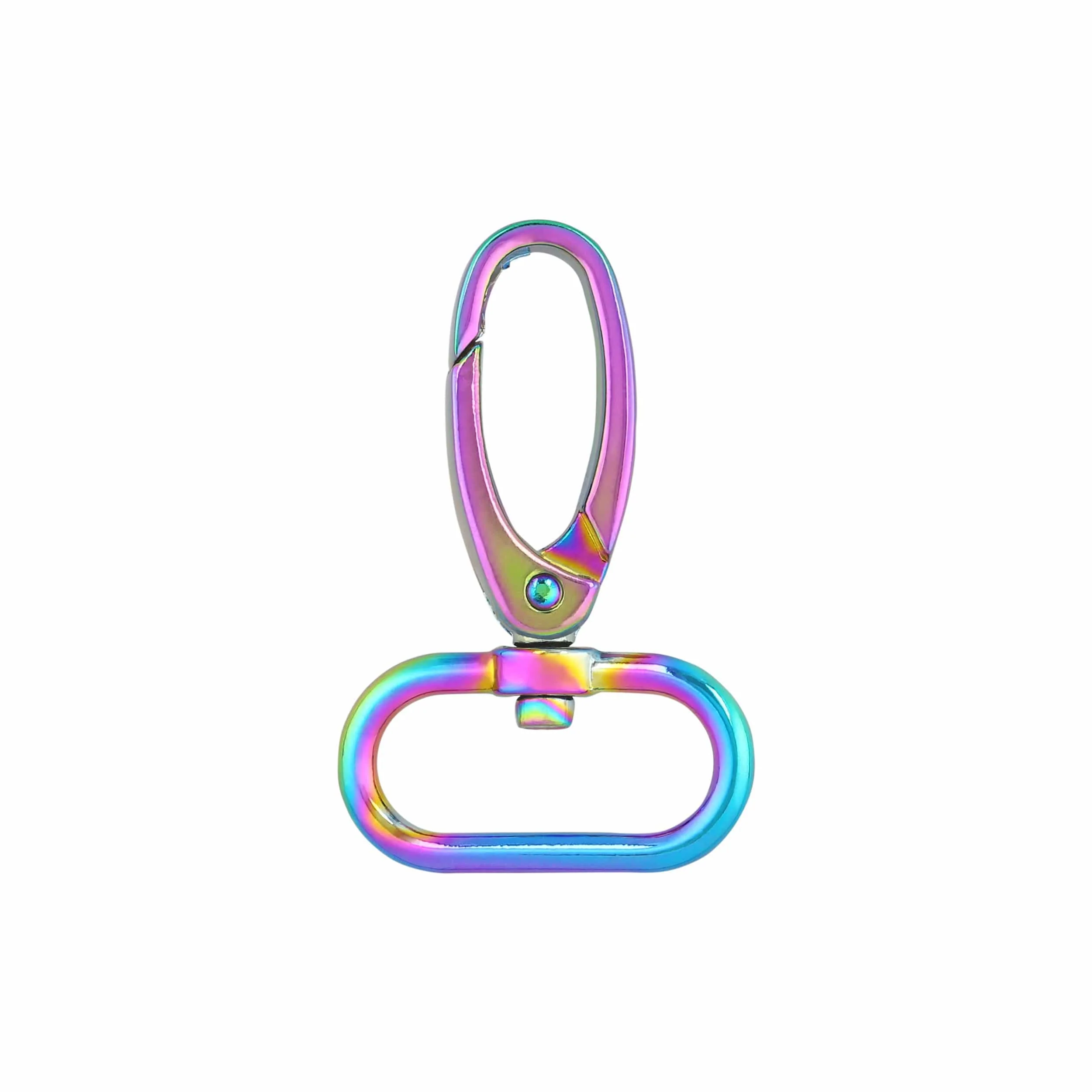 1" Iridescent Rainbow, Round Lever Swivel Snap, Zinc Alloy, #P-4141-25-IR