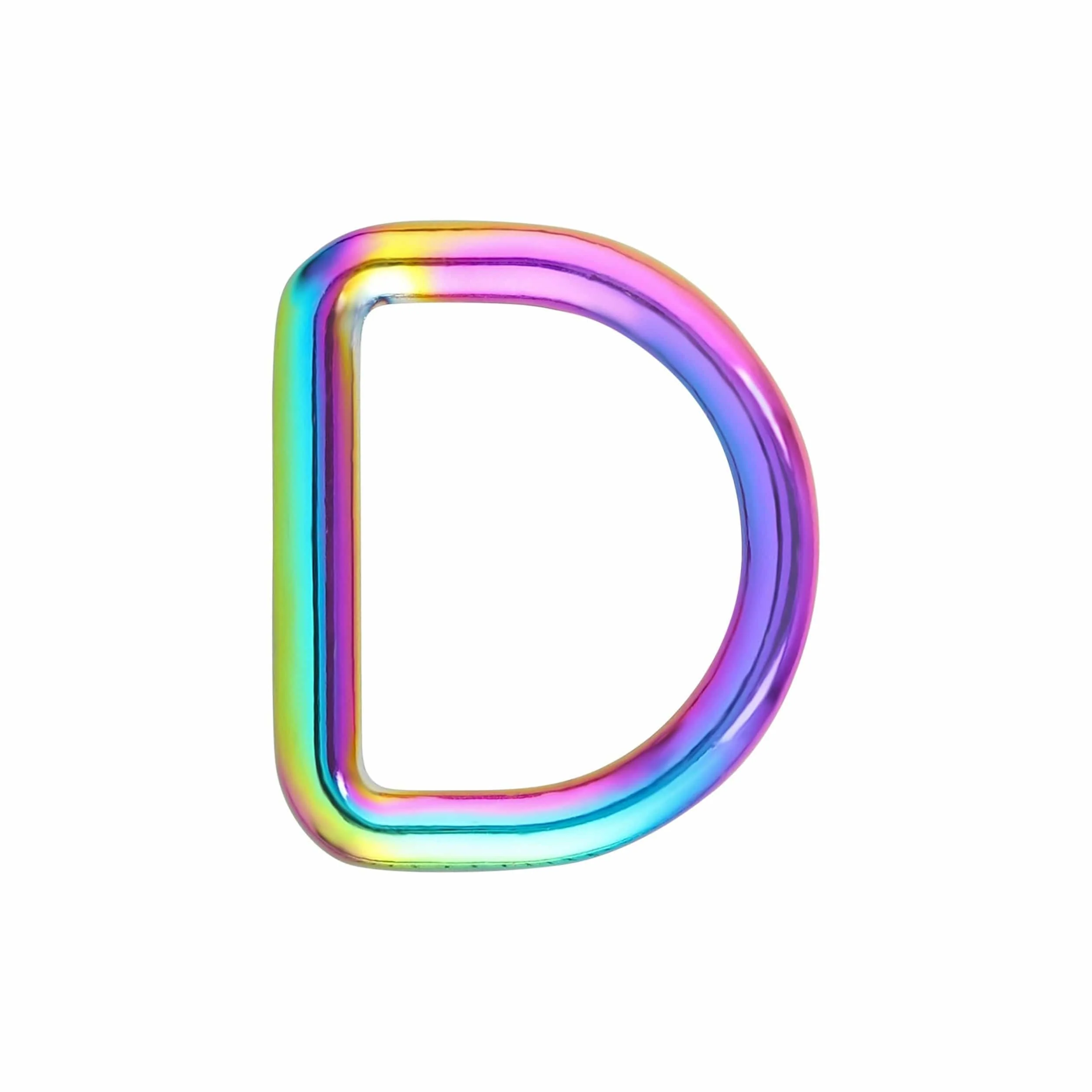 1" Iridescent Rainbow, Solid D-Ring, Zinc Alloy-PK10, #D-424-1-IR