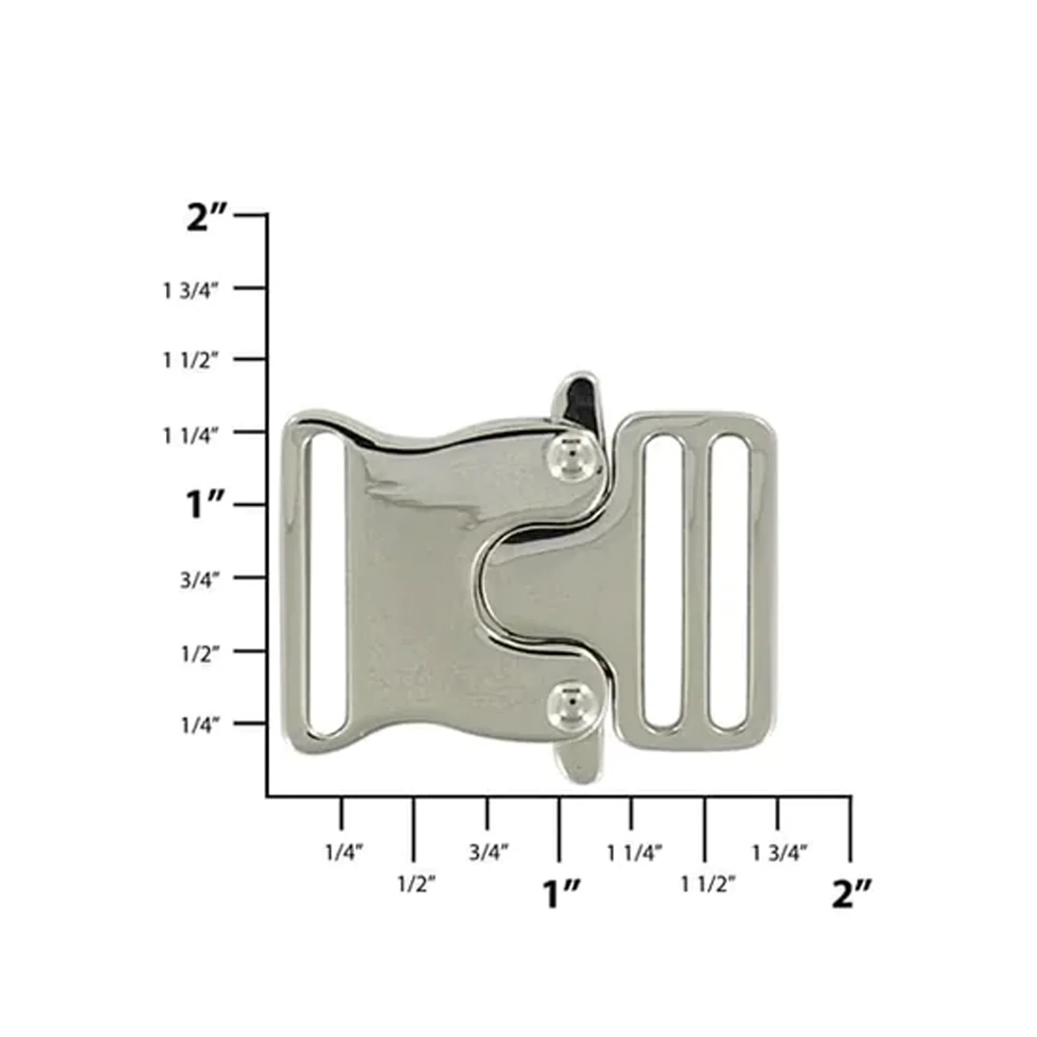 1" Nickel, Side Release Buckle, Zinc Alloy, #C-2071-NIC