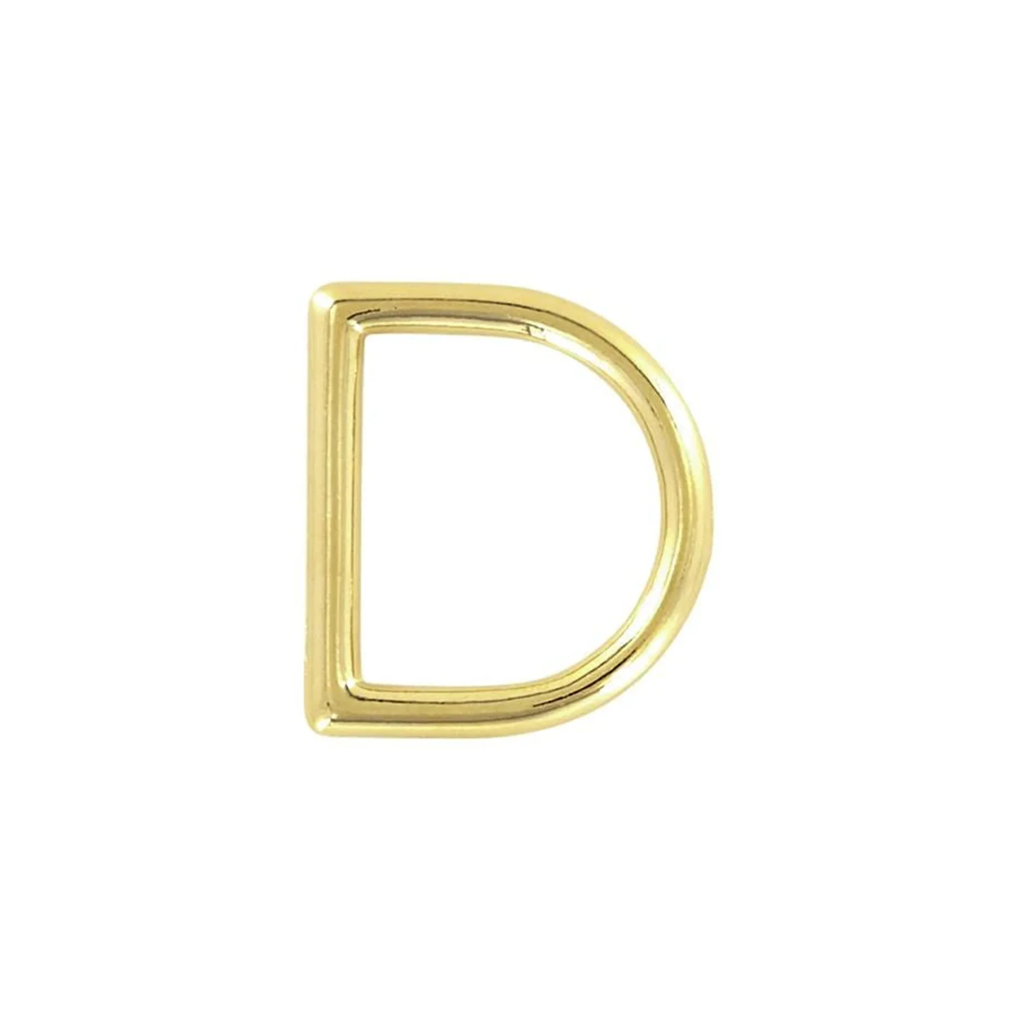 1" Shiny Gold, Solid D Ring, Zinc Alloy, #P-2075-GOLD