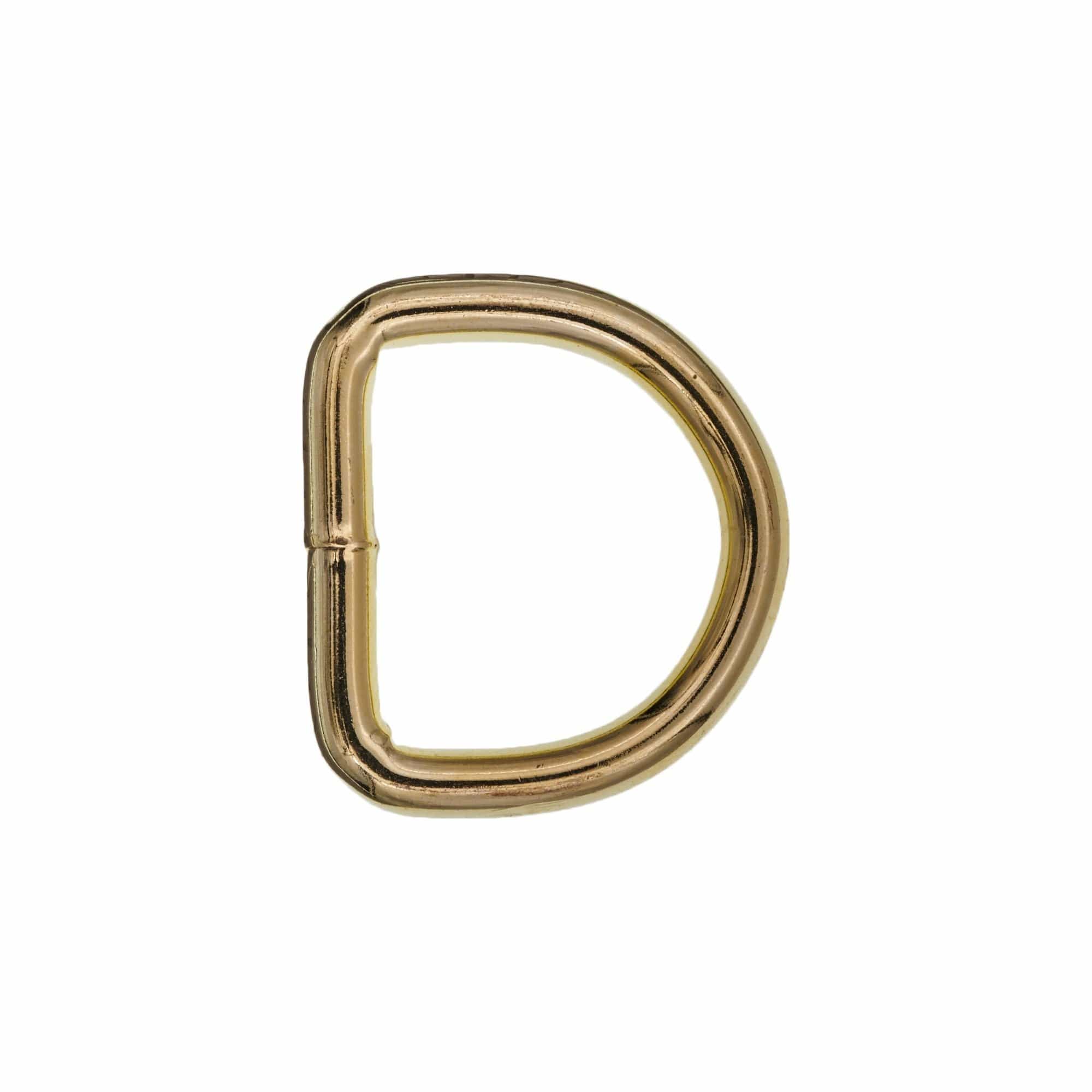1" Shiny Gold, Welded D Ring, Steel, #P-2139-BP