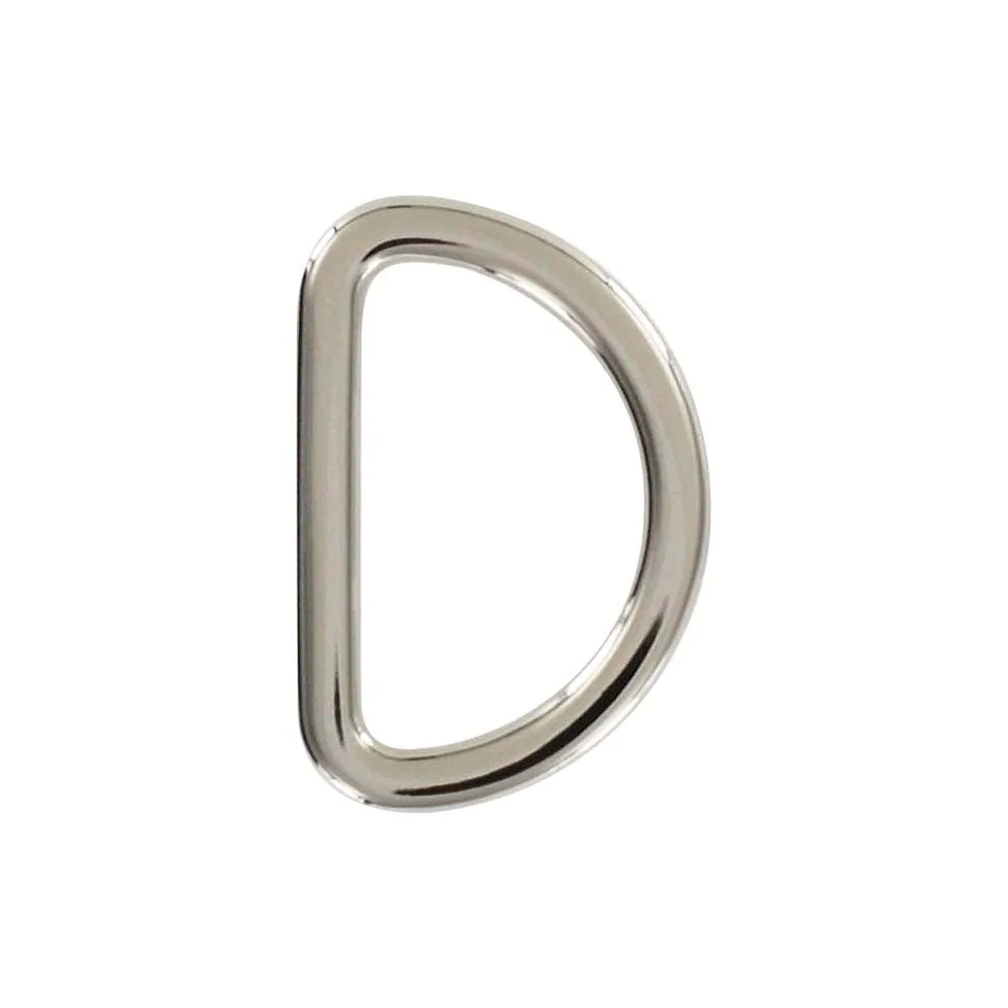 1" Shiny Nickel, Flat Cast D Ring, Zinc Alloy-PK5, #P-2561-NIC