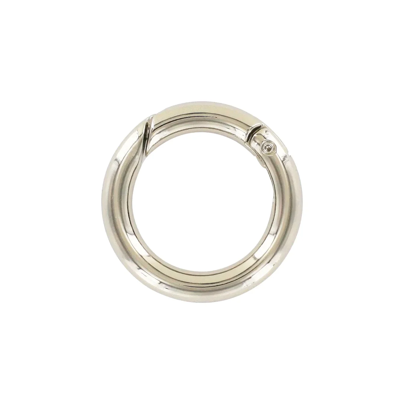 1" Shiny Nickel, Spring Gate Round Ring, Zinc Alloy, #P-2514-NIC