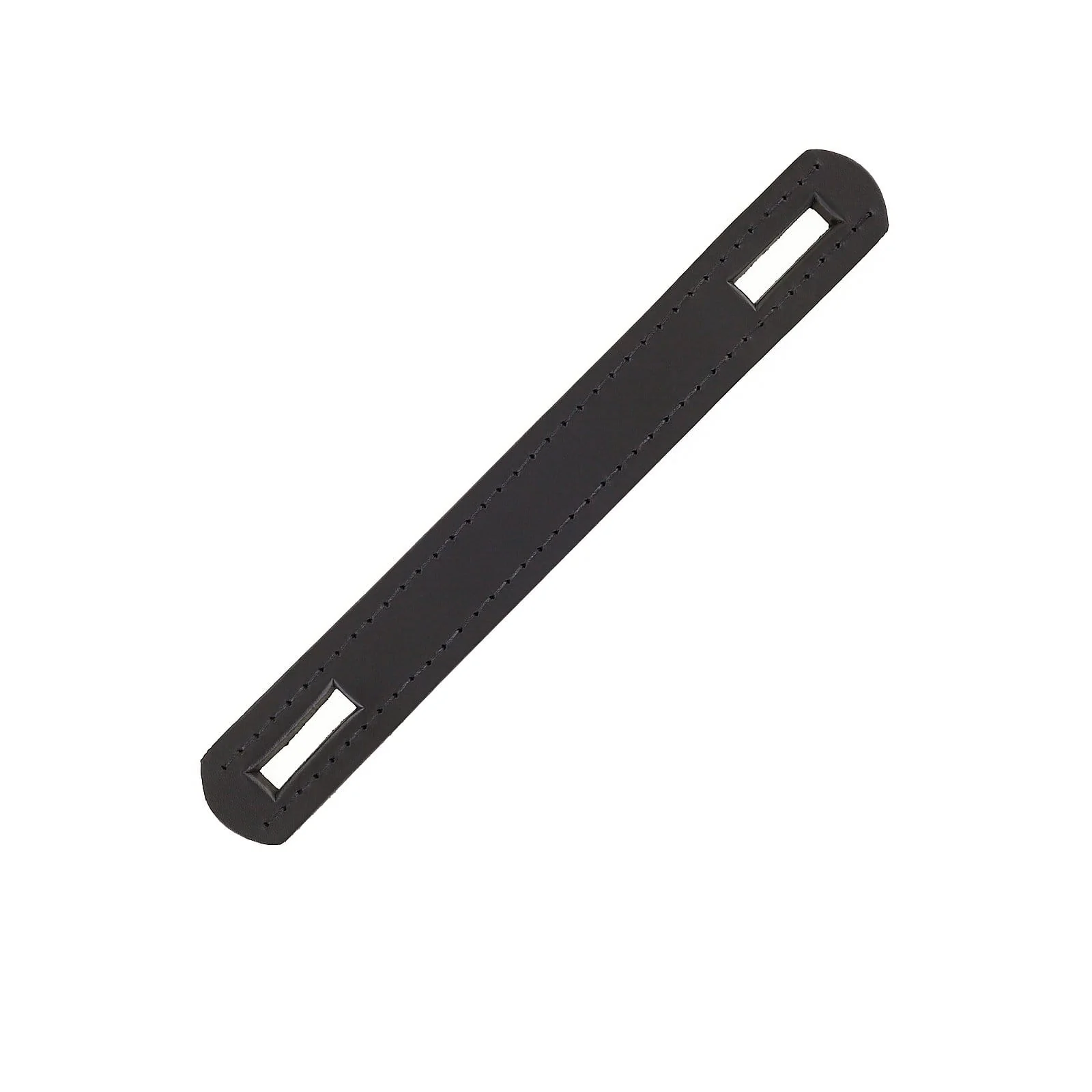 1" Smooth Matte Black, Wide Slotted Round End Trunk Handle, Leather, #NS-TOL-12-HANDLE