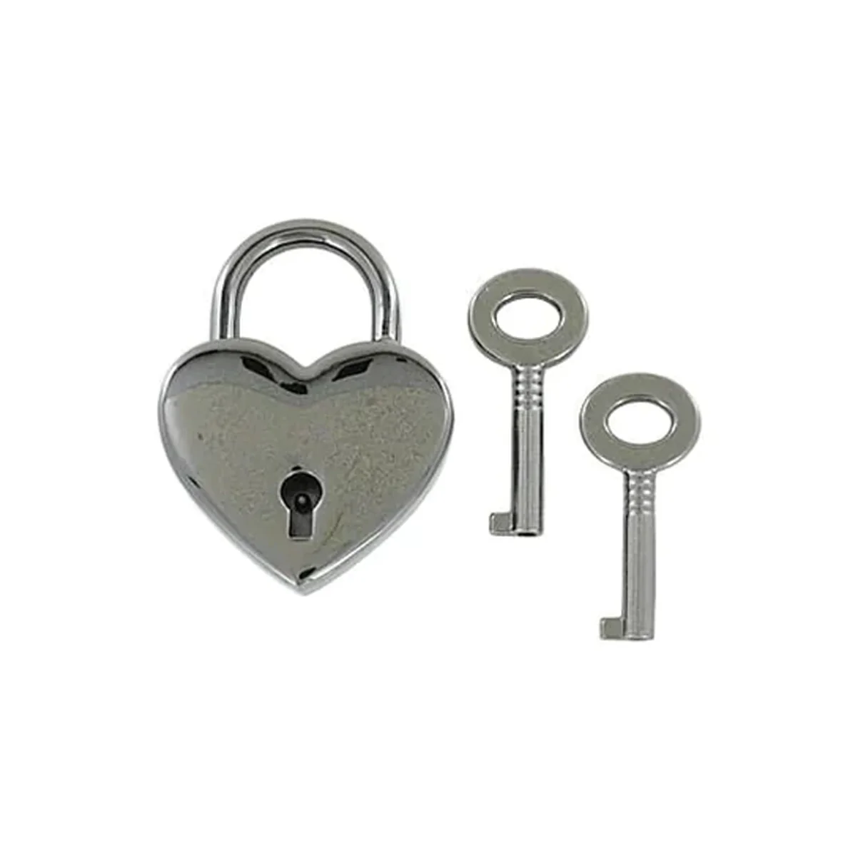 1-3/16" Shiny Gunmetal, Heart Padlock W/2 Keys, Zinc Alloy-PK4, #L-3380-GUNM