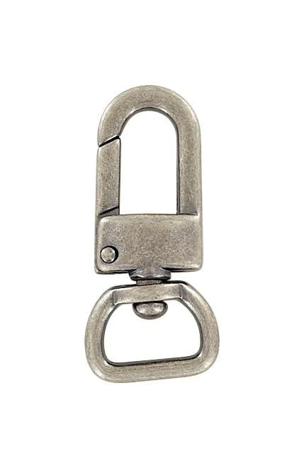 1/2" Antique Silver, Lever Swivel Snap Hook, Zinc Alloy- 5pk, #P-2765-ANTS