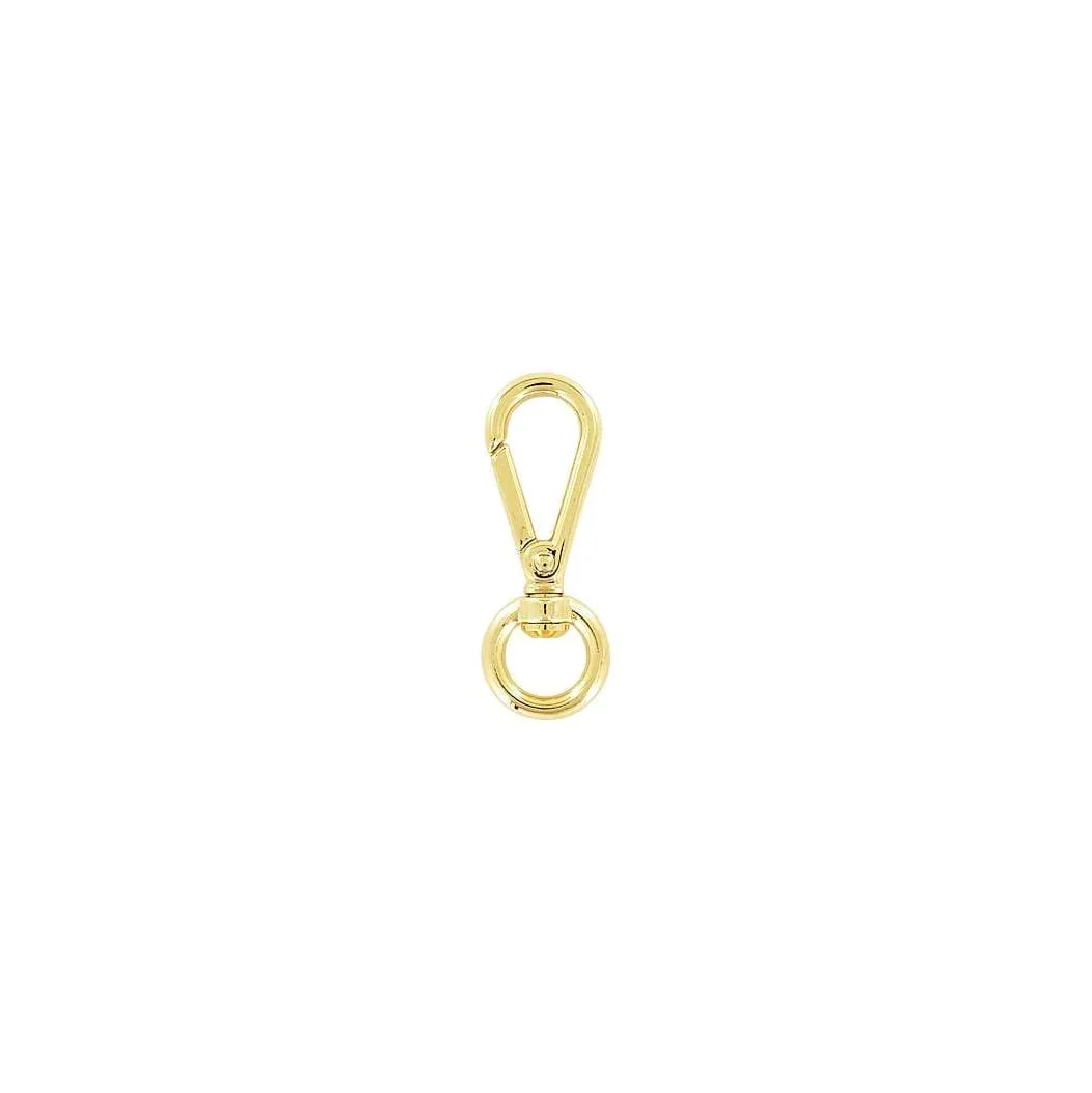 1/2" Shiny Gold, Swivel Snap Hook, Zinc Alloy - 5pk, #P-2582-GOLD