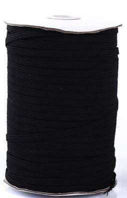 1/4" Black, Flat Elastic, Polyester, #EL-14-BLK