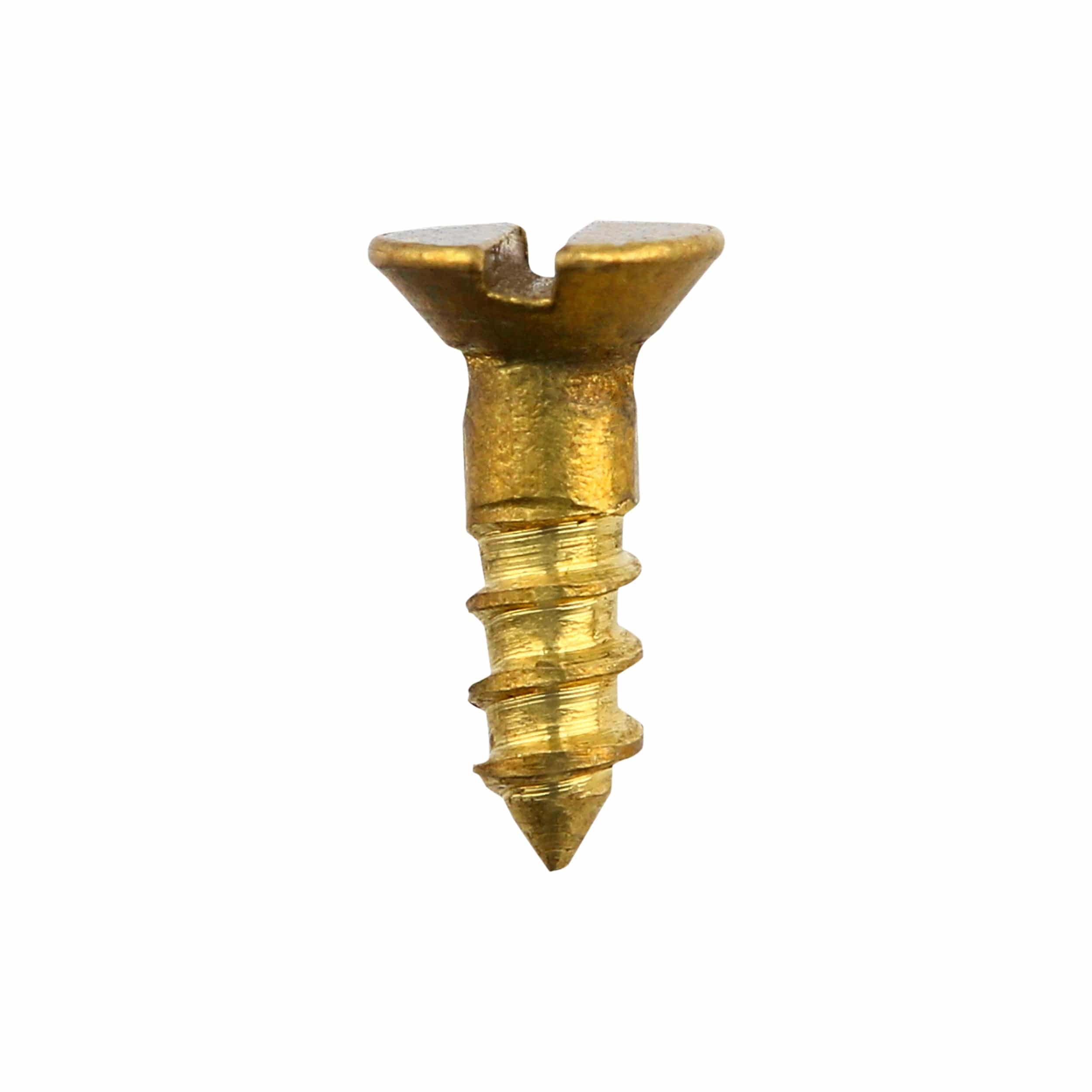 1/4" Brass, #1 Flat Round Head Wood Screw, Solid Brass-PK24, #WS-1-1-4-FH